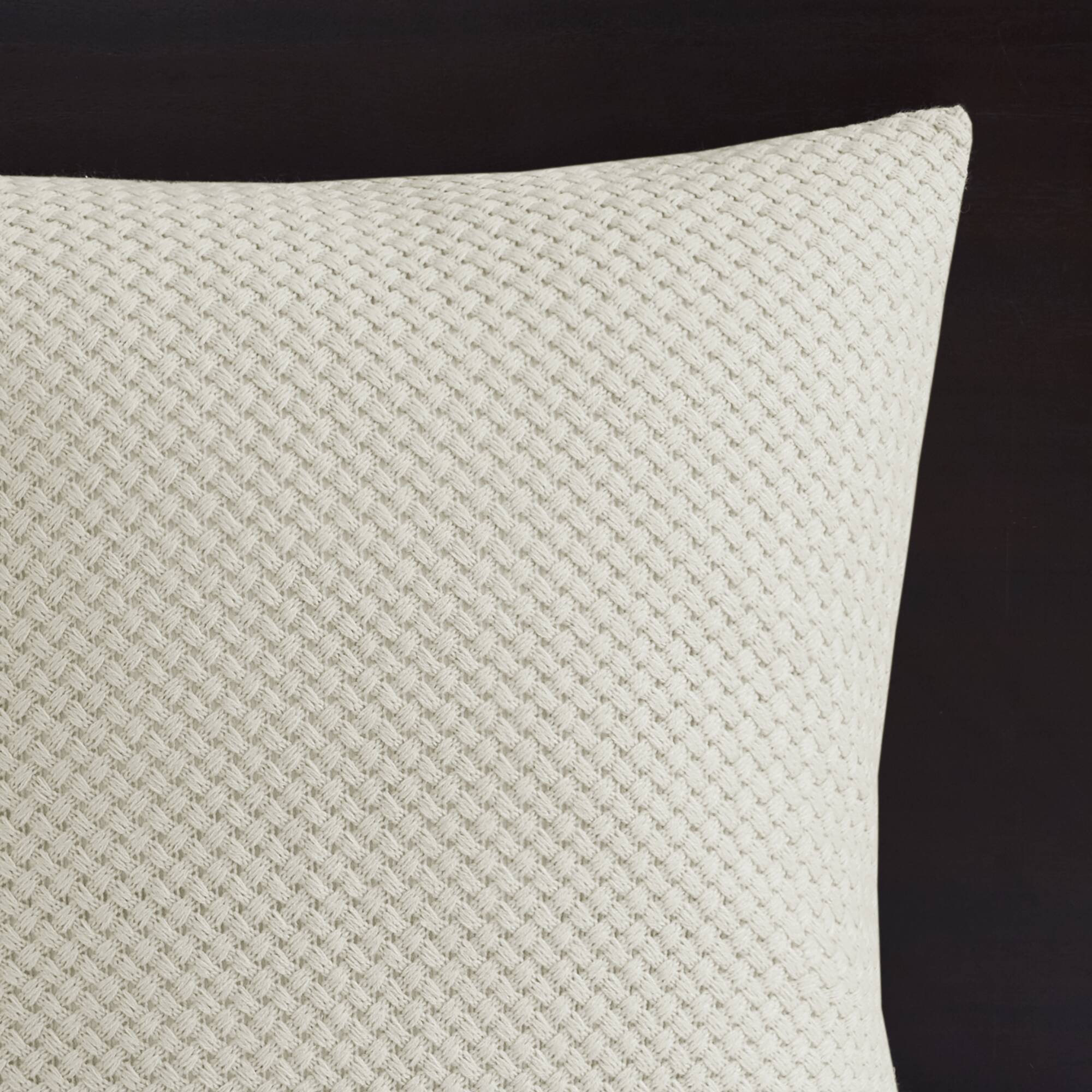 Essence - Oversized Cotton Clipped Jacquard Comforter Set With Euro Shams and Throw Pillows - Ivory