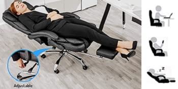 Big And Tall Office Chair, High Back Ergonomic Office Chair With Footrest, Executive - Black