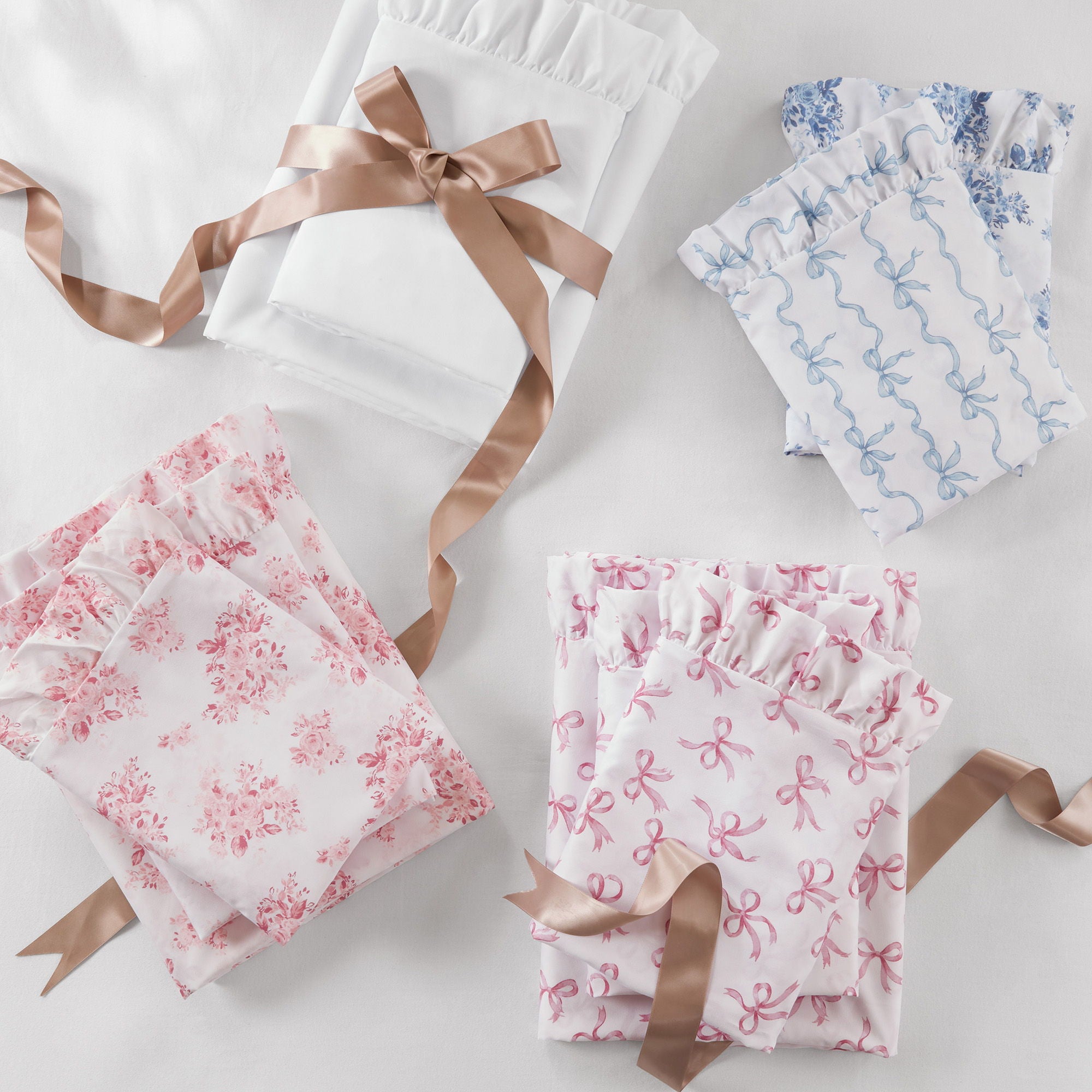 Microfiber Ruffle - Full Sheets - Blue Floral
