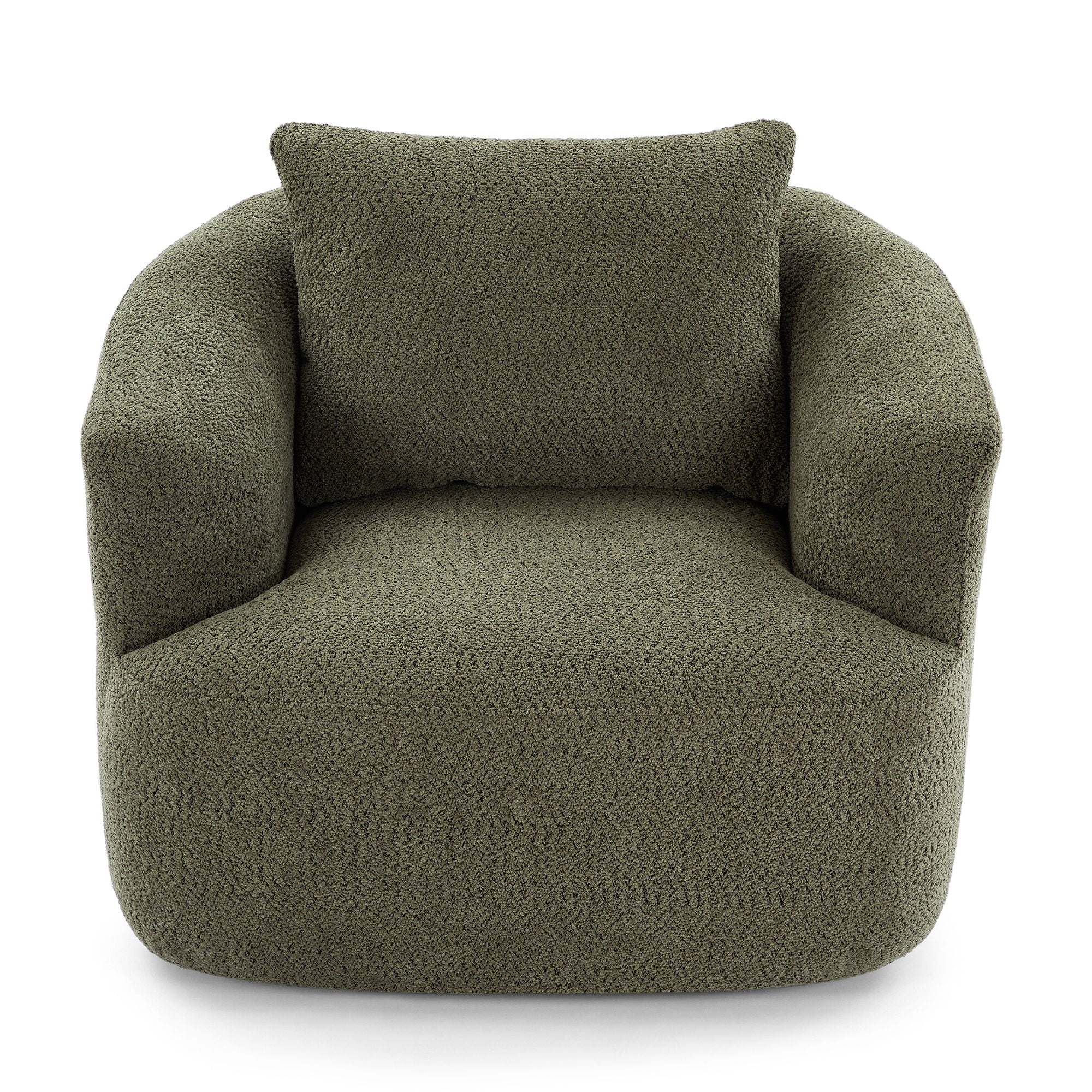 360° Swivel Barrel Sofa Chair With Throw Pillow, Upholstered Accent Chair