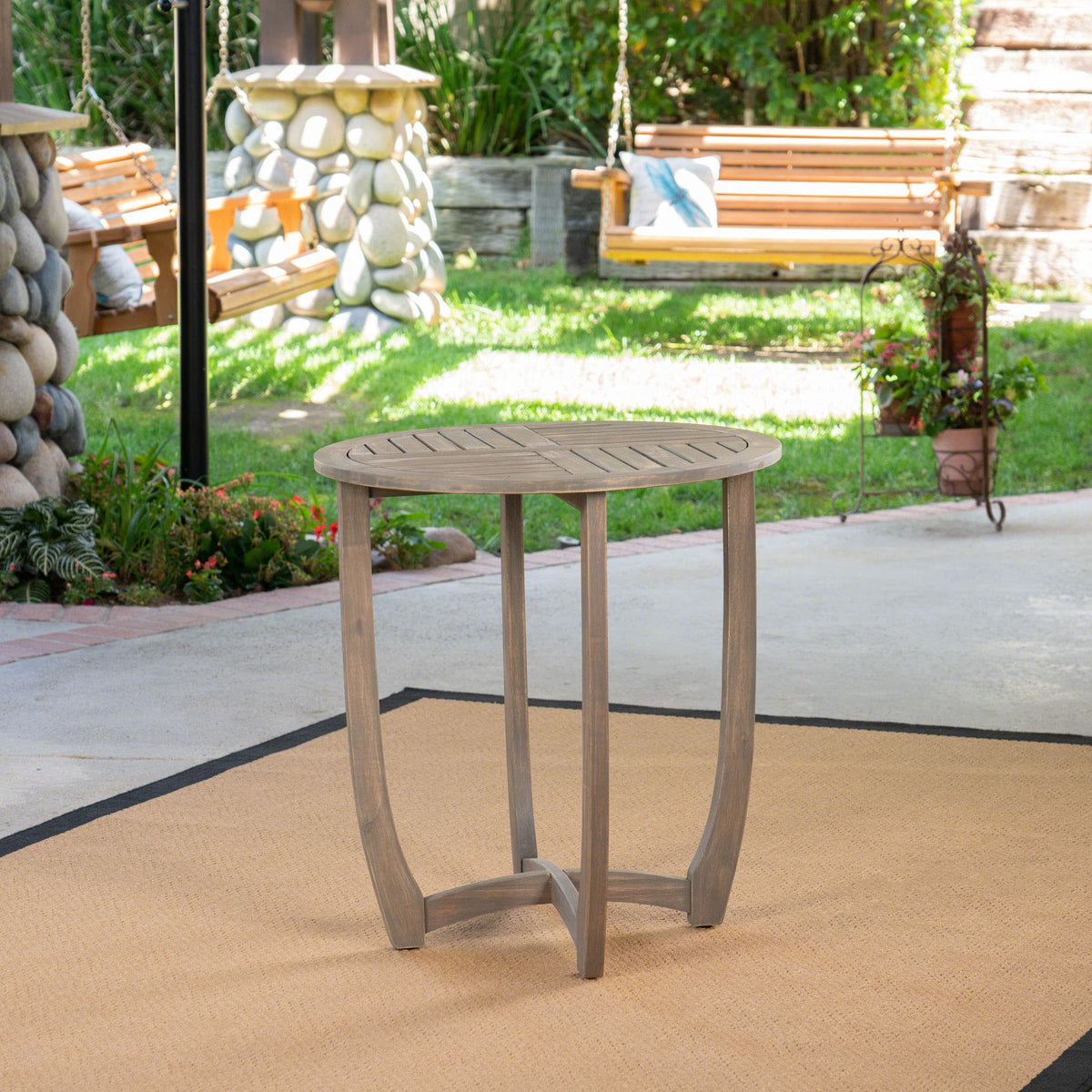 Hermosa - Rustic Circular Bistro Table - Gray