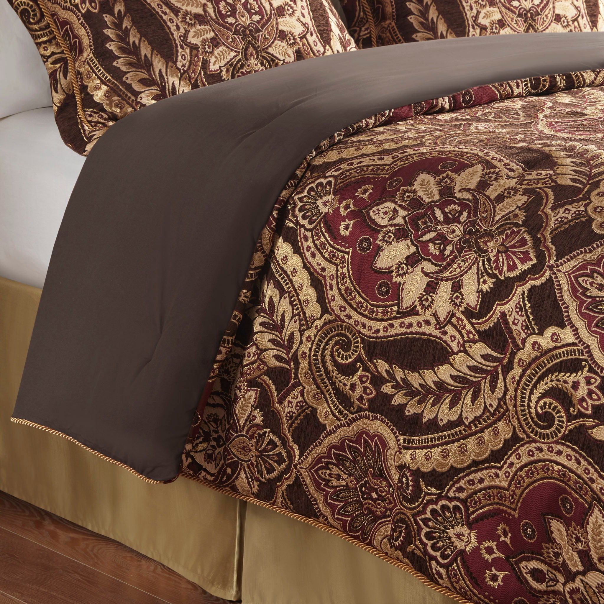 Julius - 4 Piece King Comforter Set - Burgundy