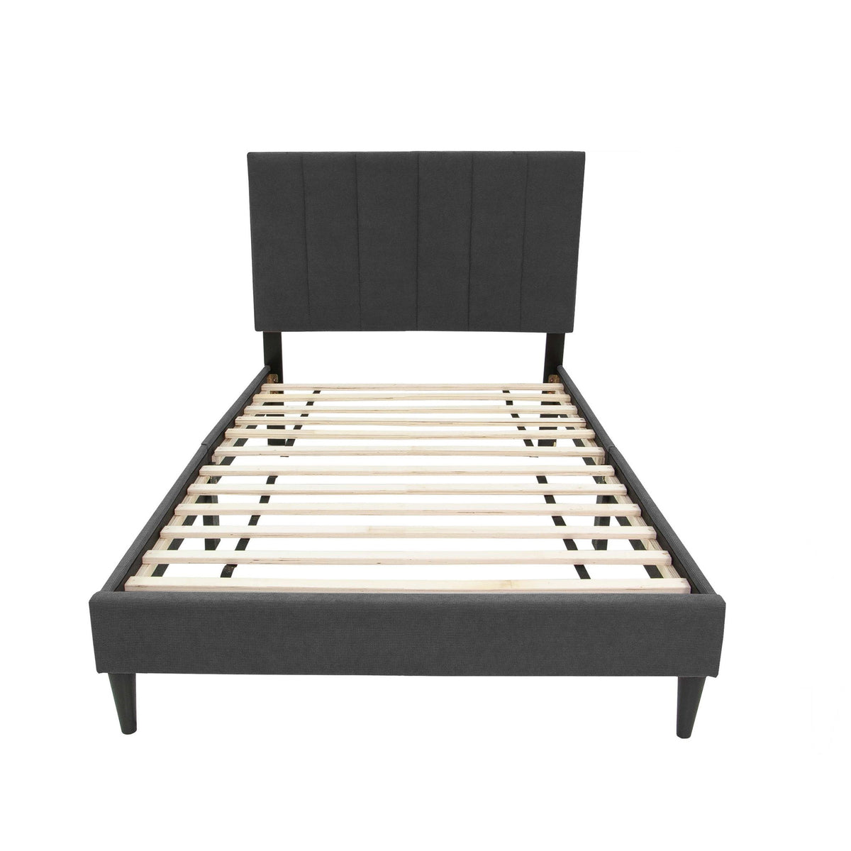 Bed With Channel Tufted Adjustable Headboard