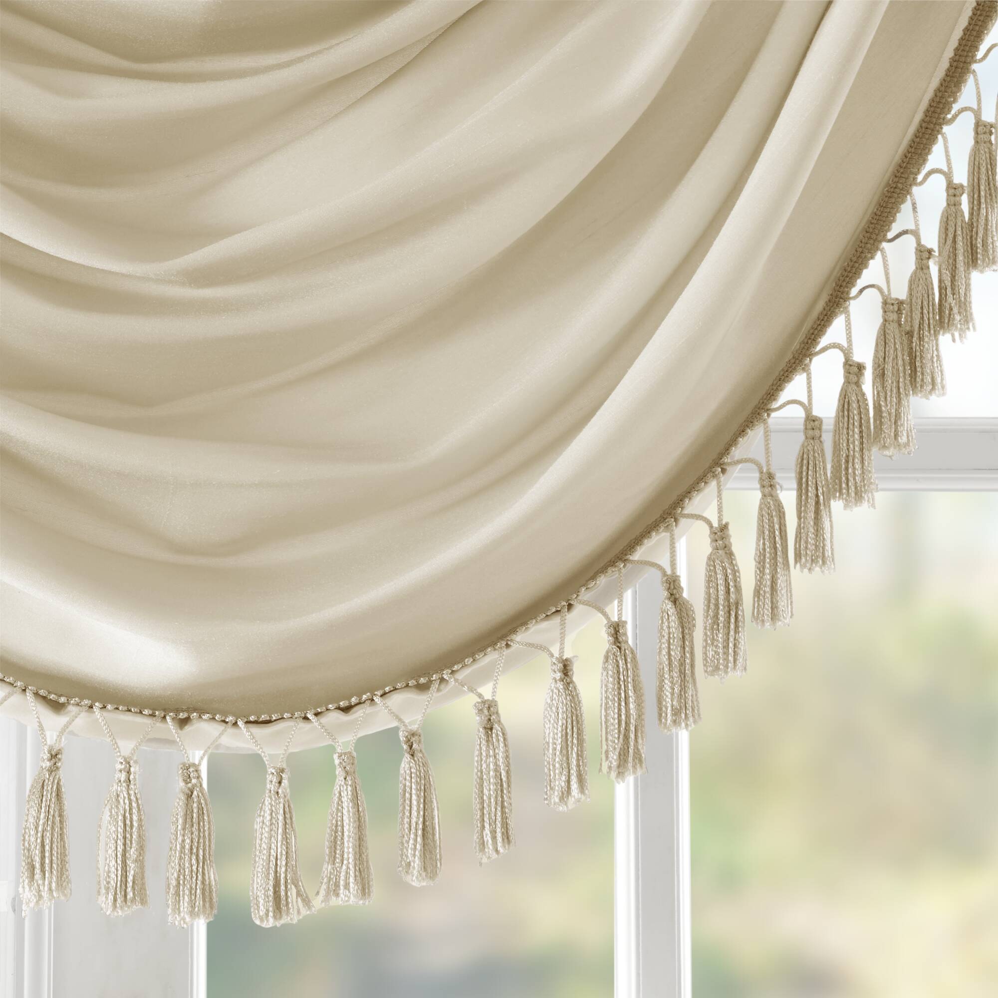 Elena - Waterfall Embellished Valance - Champagne