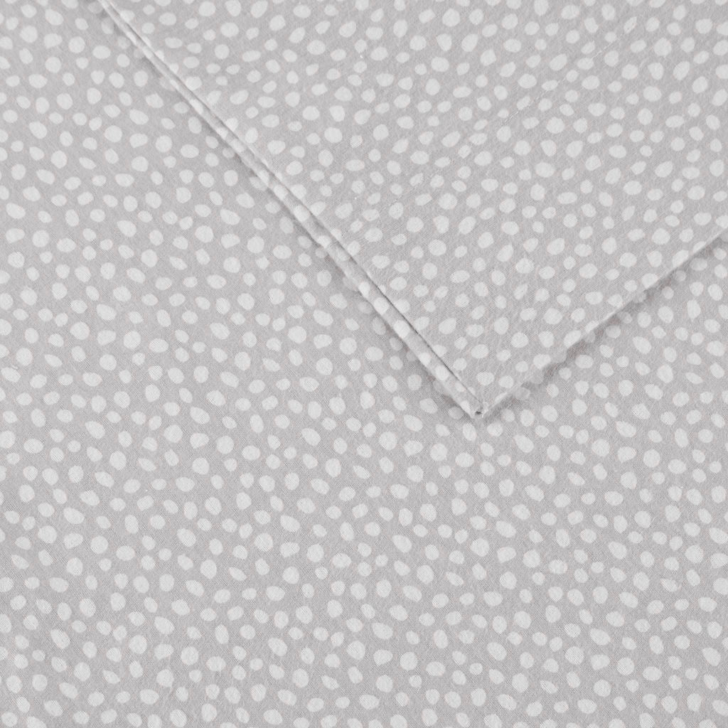 Cozy Flannel - Twin Printed Sheet Set - Gray Dots