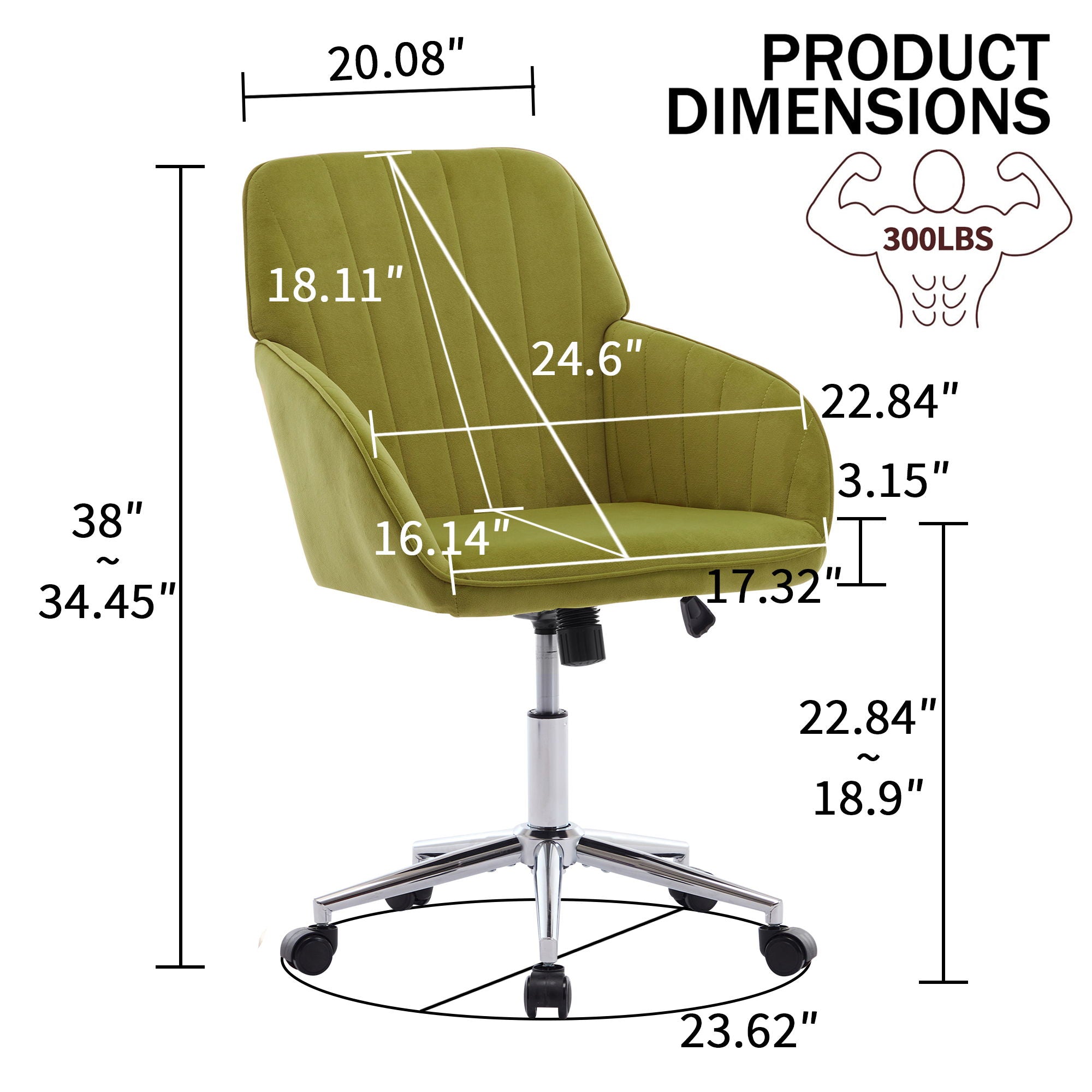 Adjustable Ergonomic Office Chair, Swivel Backrest Seat