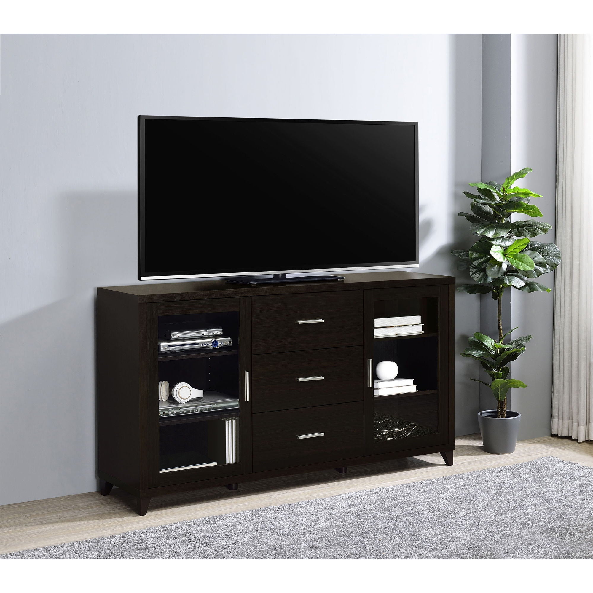 Nyler - 3 Drawer Rectangular TV Console - Cappuccino