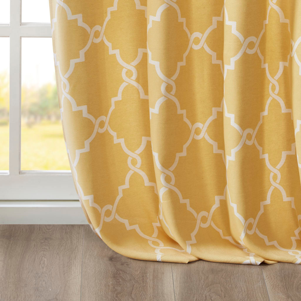 Fretwork Print Grommet Top Window Curtain Panel