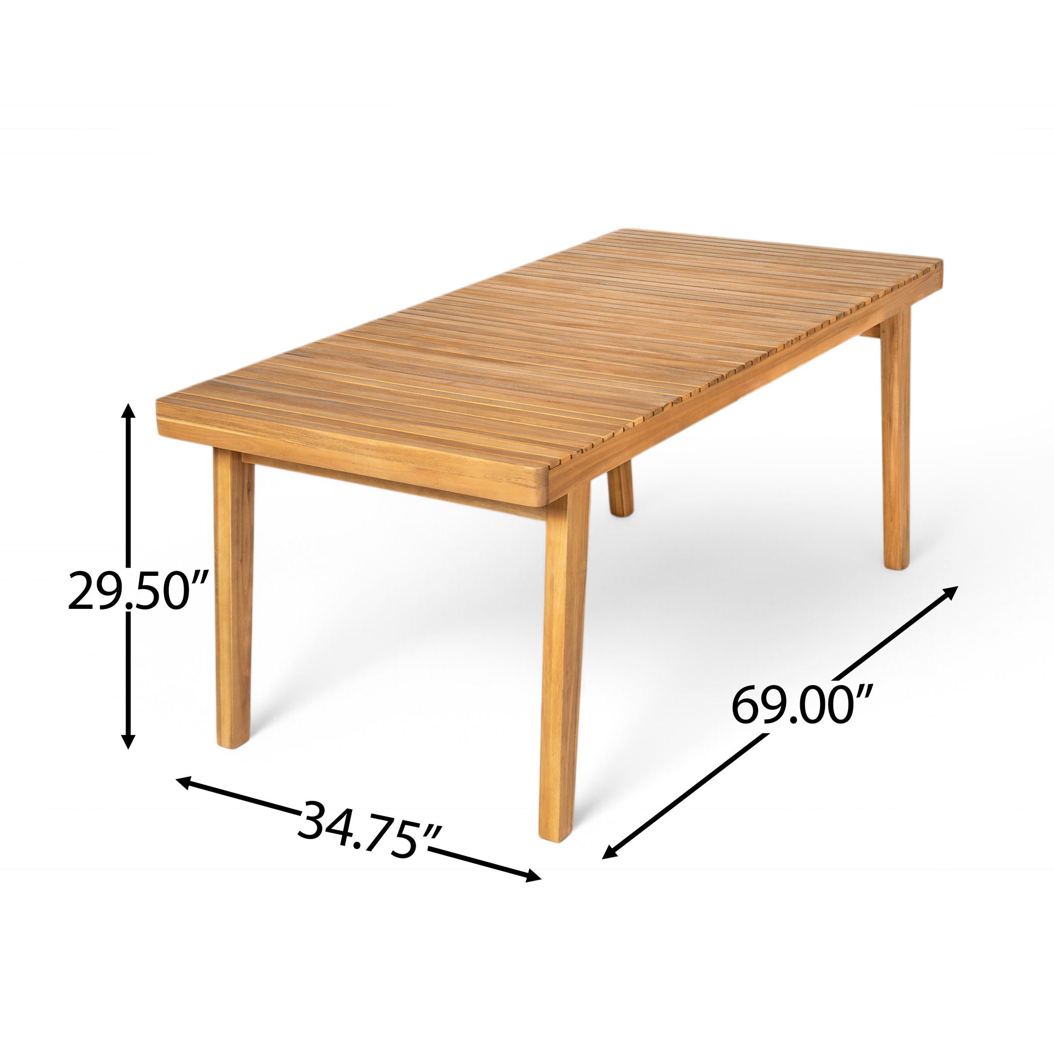 Outdoor Dining Table With Slatted Top, Ideal For Patio - Natural