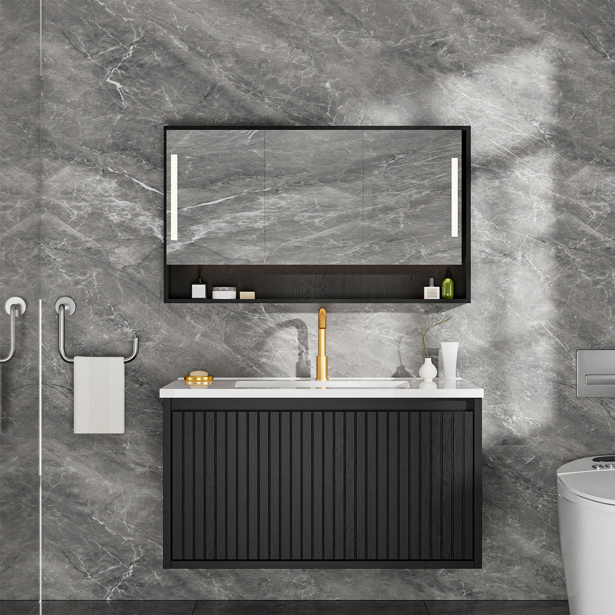 Wall Mounted Floating Bathroom Vanity With Sink And Drawers