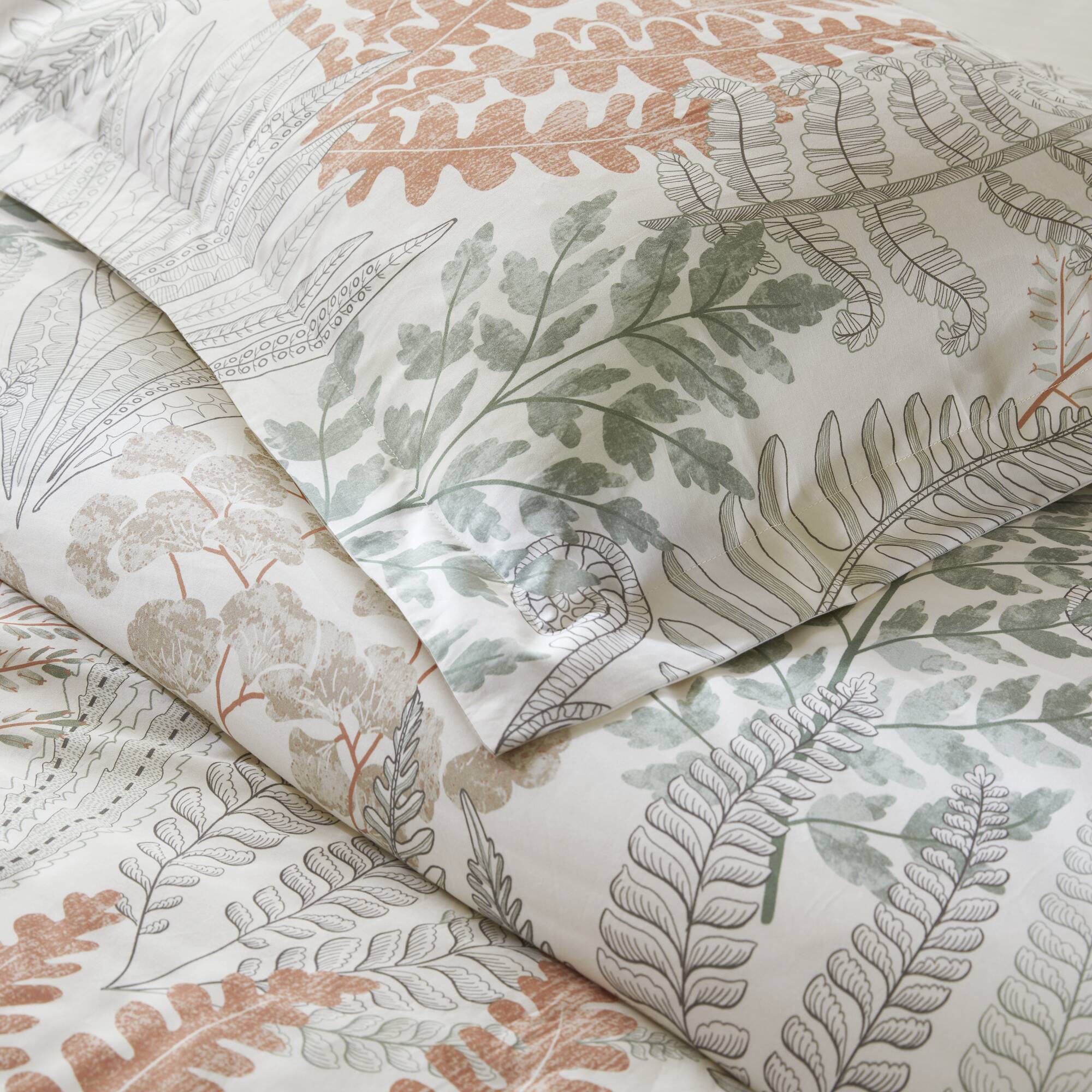 Fashion - King 100% Sateen Duvet Cover Set - Terracotta / Linen
