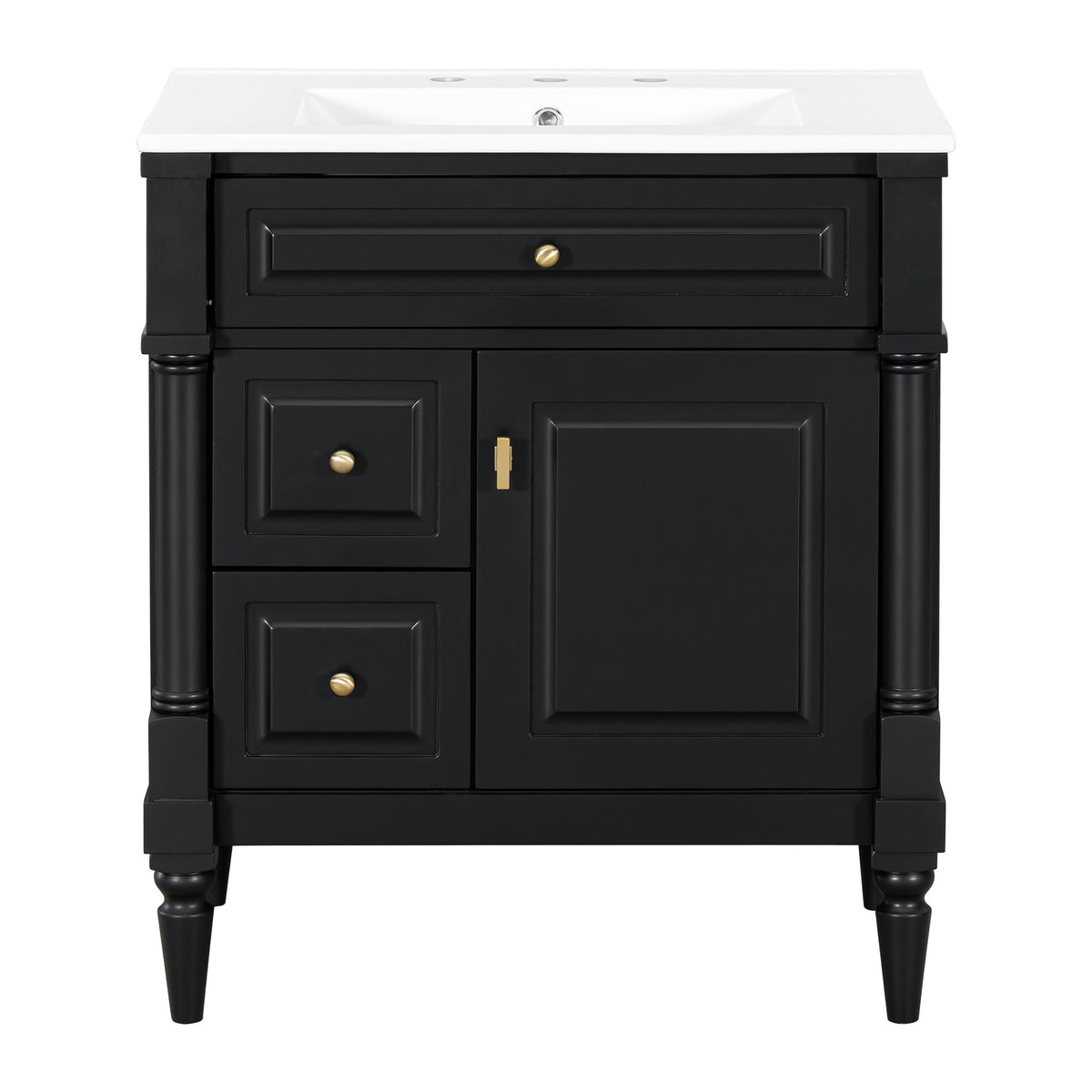 Modern Bathroom Vanity With Sink, Freestanding Cabinet With Flip Drawer & Adjustable Shelf