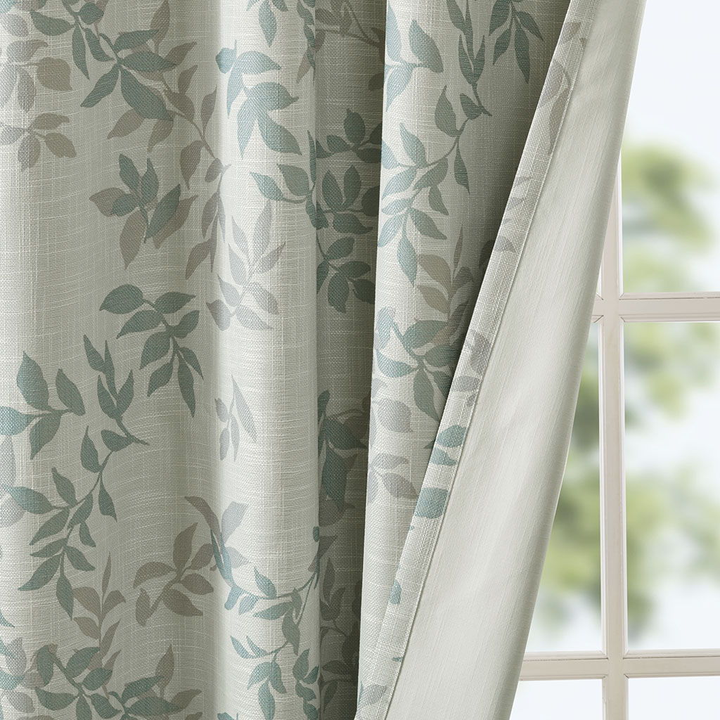 Julie - Printed Botanical Blackout Panel - Aqua