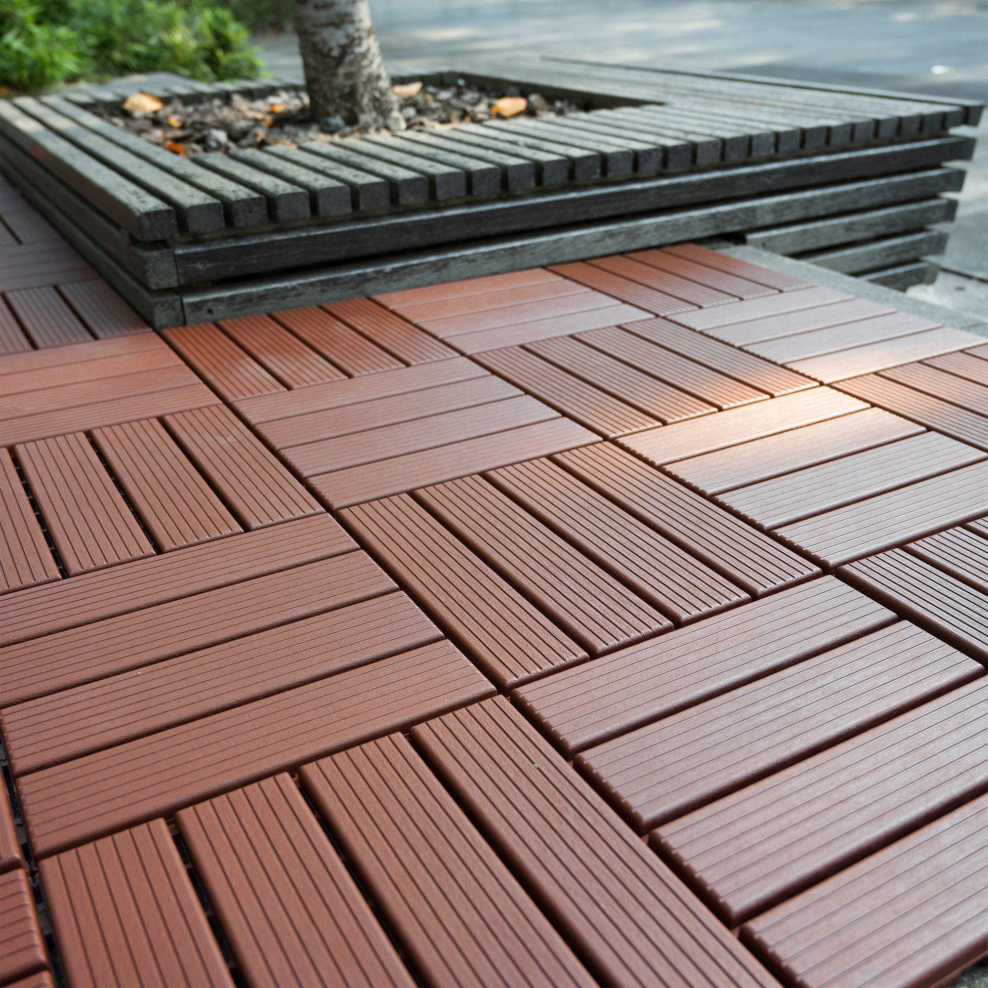 Interlocking Plastic Deck Tiles, Waterproof Outdoor / Indoor Patio Flooring