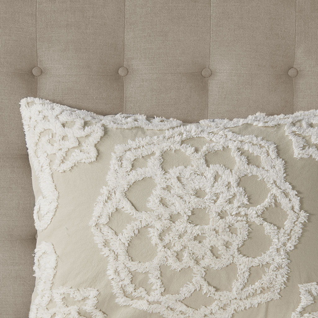 Laetitia - King 3 Piece Tufted Duvet Cover Set - Taupe