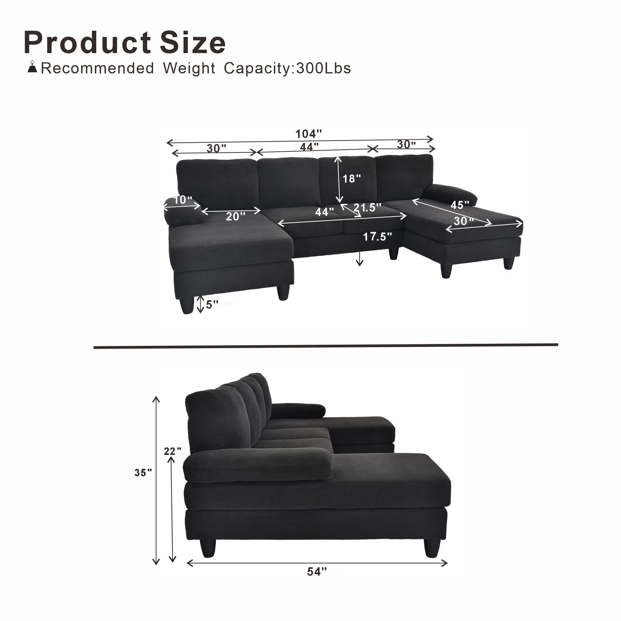 U-Shaped Sofa With Dual Chaise