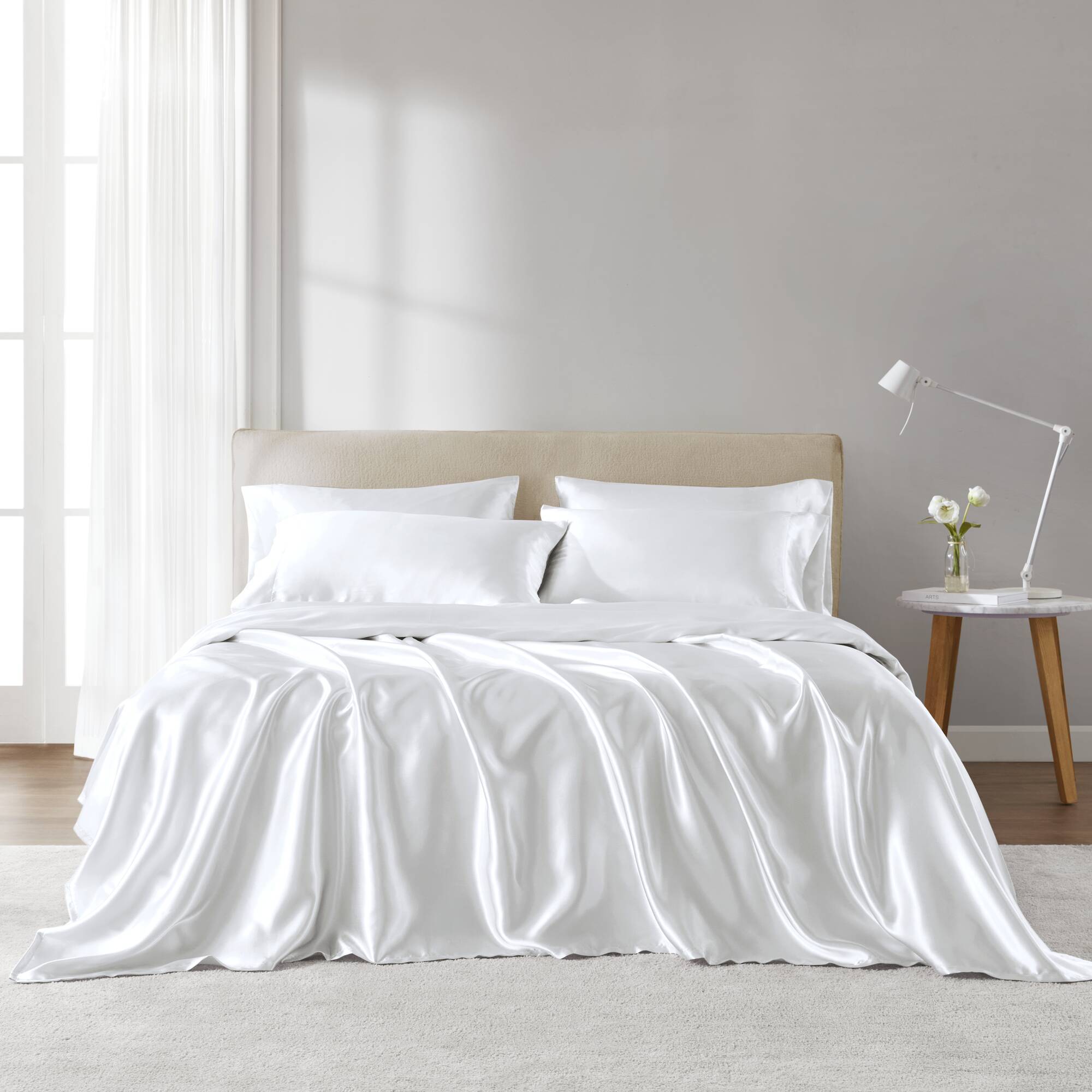 Satin - 4 Piece Twin Luxury Sheet Set - White