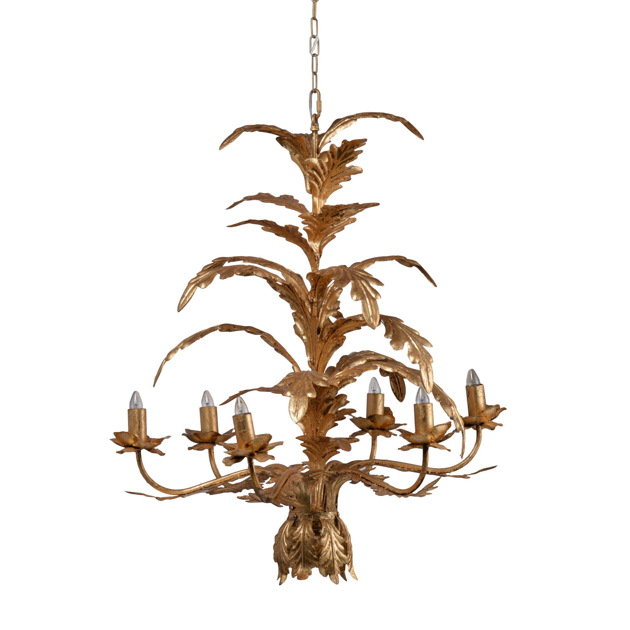 6 Light Metal Chandelier, Hanging Light Fixture With Adjustable Chain For Kitchen Dining Room Foyer Entryway, Bulb Not Included - Gold