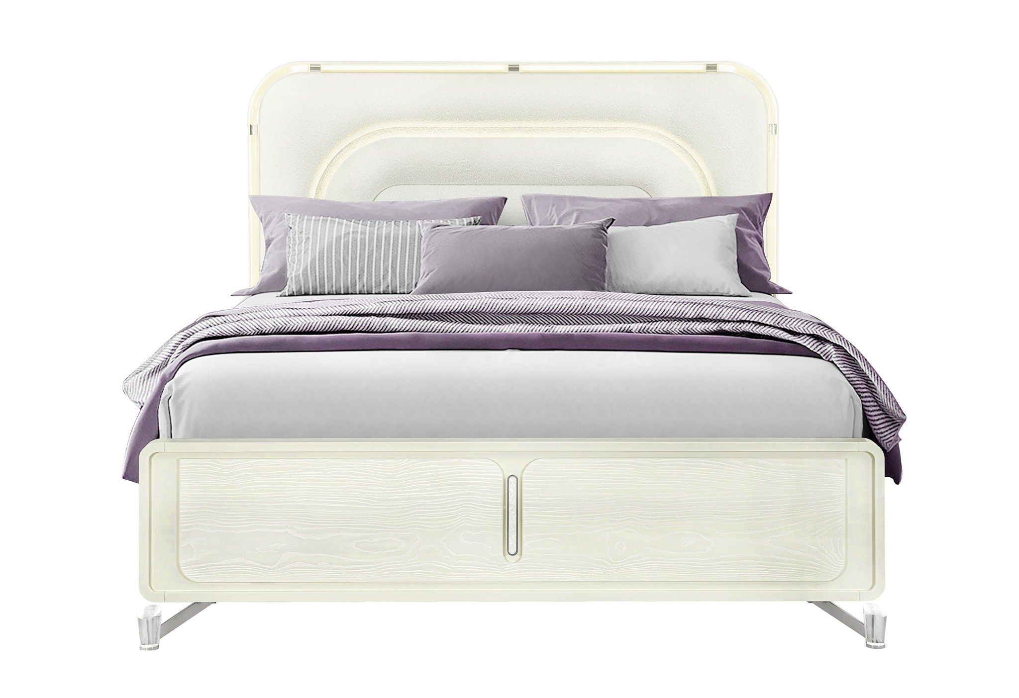 Lyra - King Bed Footboard And Full Slats - Beige