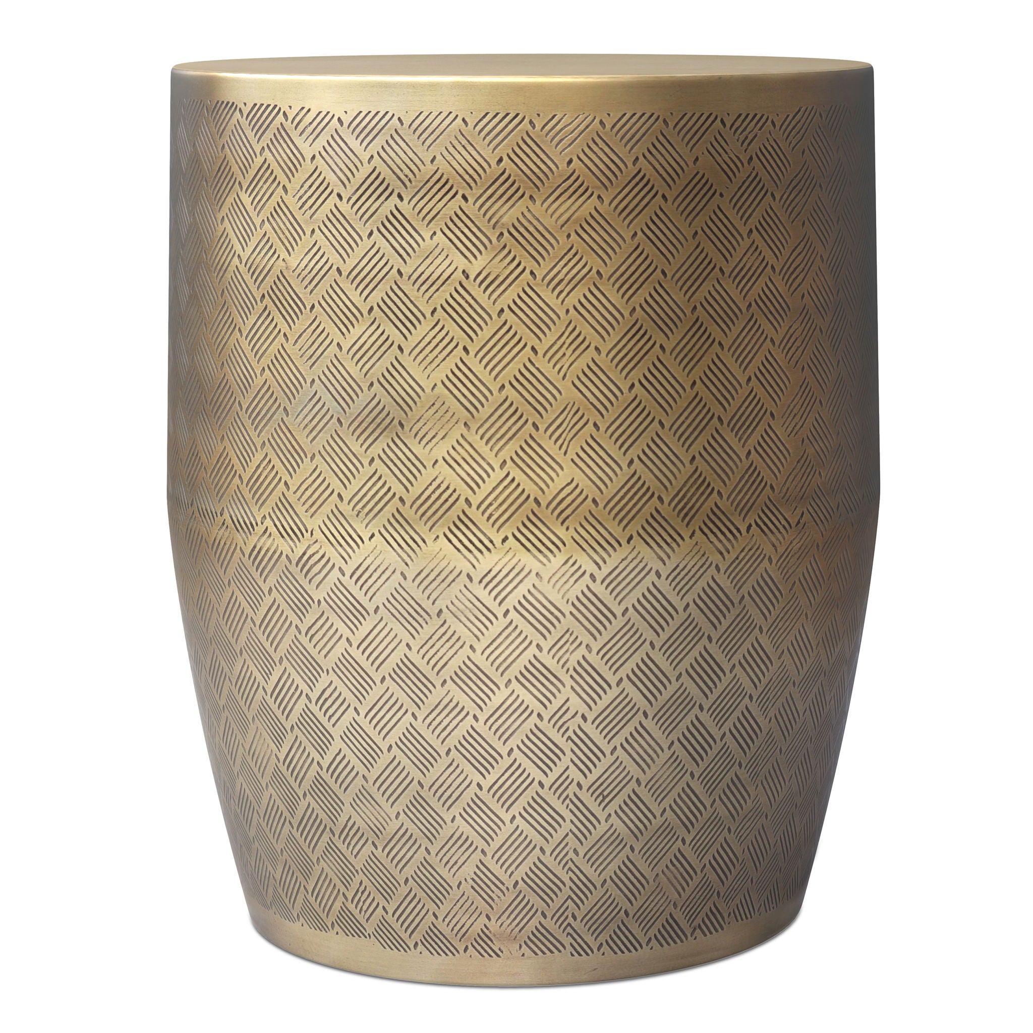 Johnsen - Cross Hatch Pattern Accent Table - Antique Gold