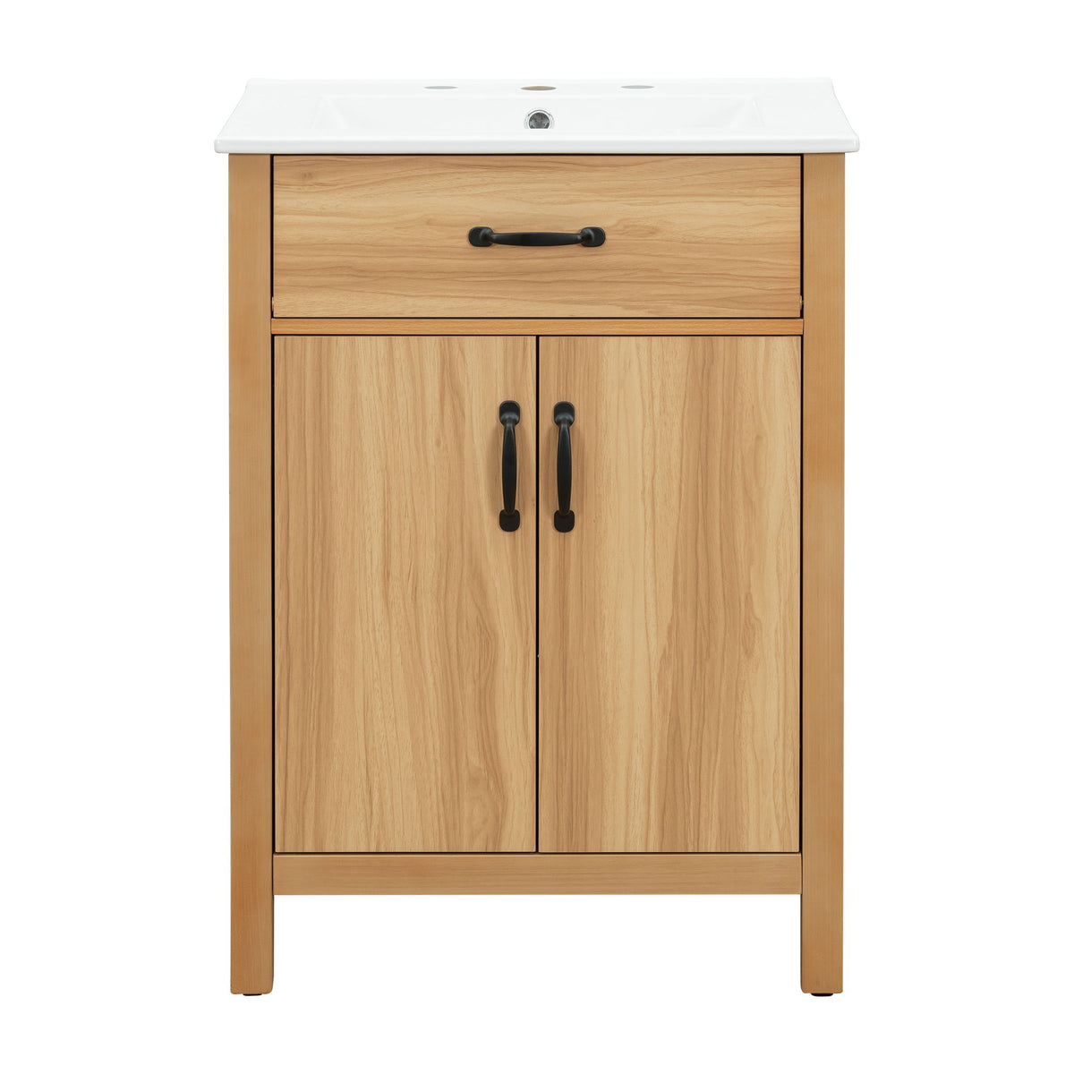 Bathroom Vanity With Flip Drawer, 2 Soft Close Doors, Adjustable Shelf And Ceramic Sink
