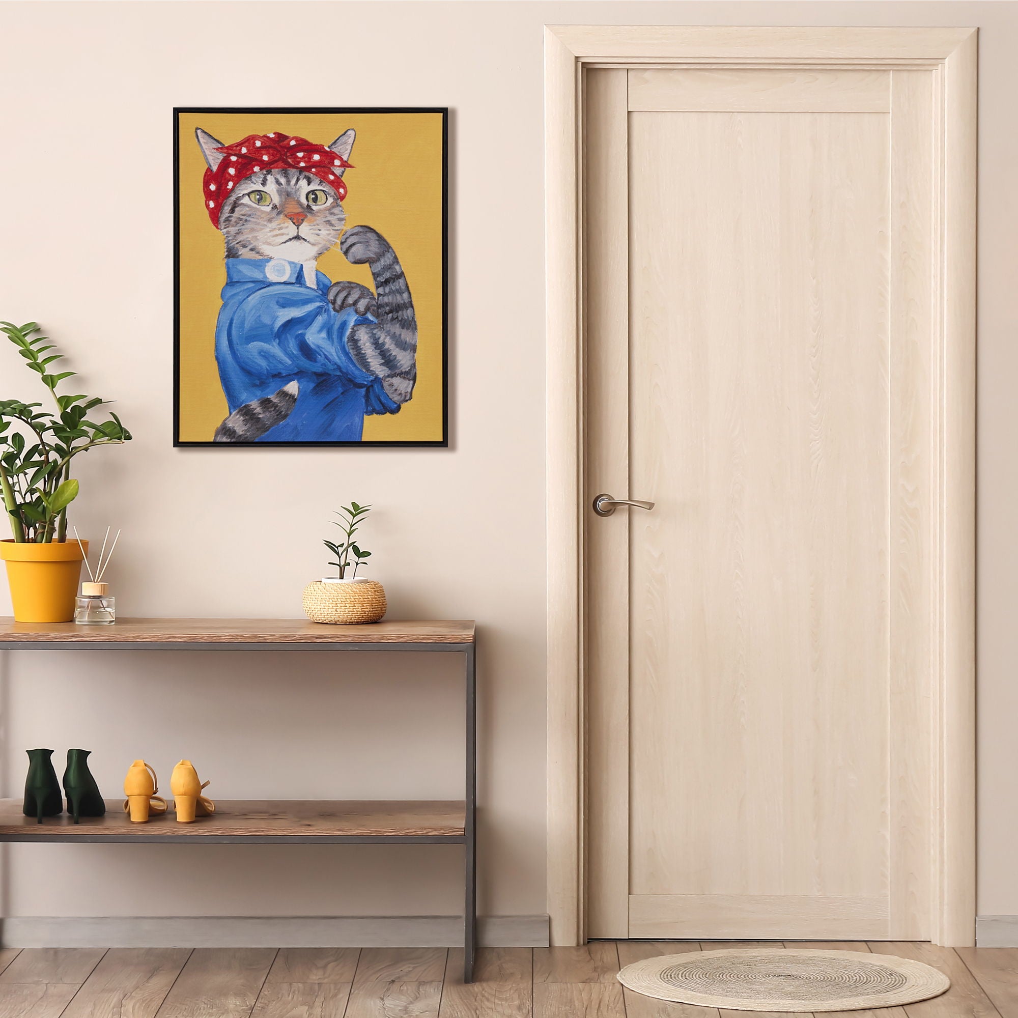 Pet Portrait - Rosie The Feline Framed Canvas Wall Art - Rosie Feline