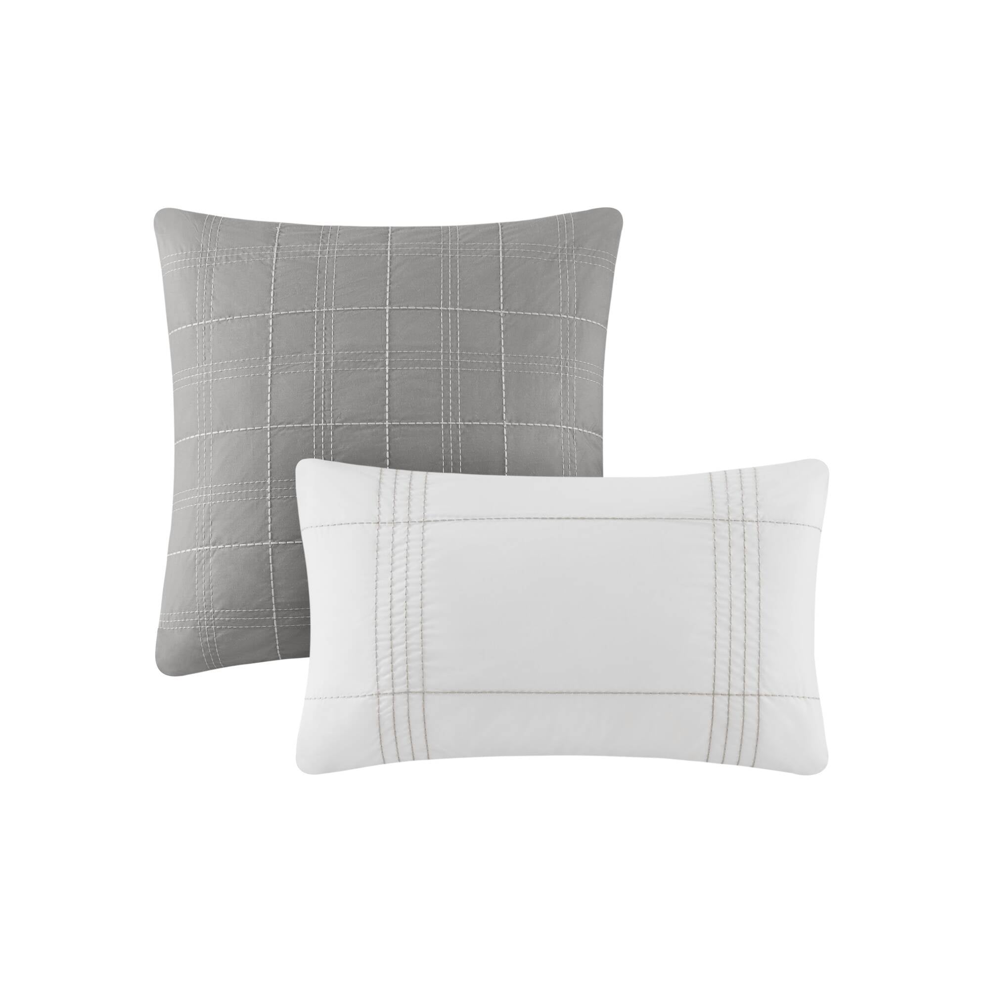 Morgan - Queen 6 Piece Oversized Comforter Set - White / Gray