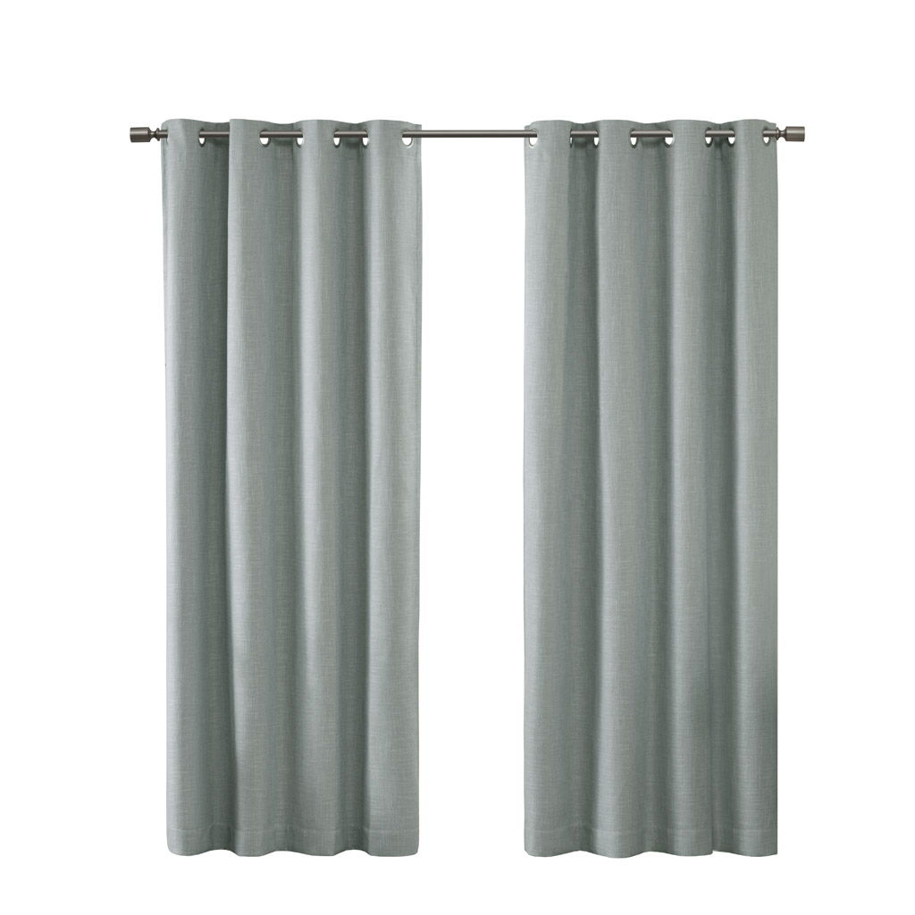 Maya - Printed Heathered Blackout Grommet Top Curtain Panel - Aqua