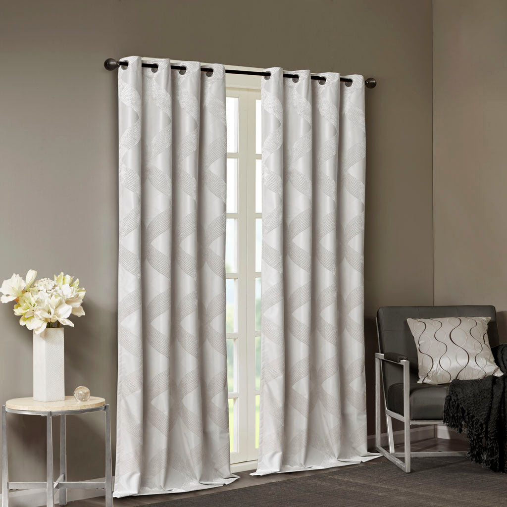 Ogee Knitted Jacquard Total Blackout Curtain Panel