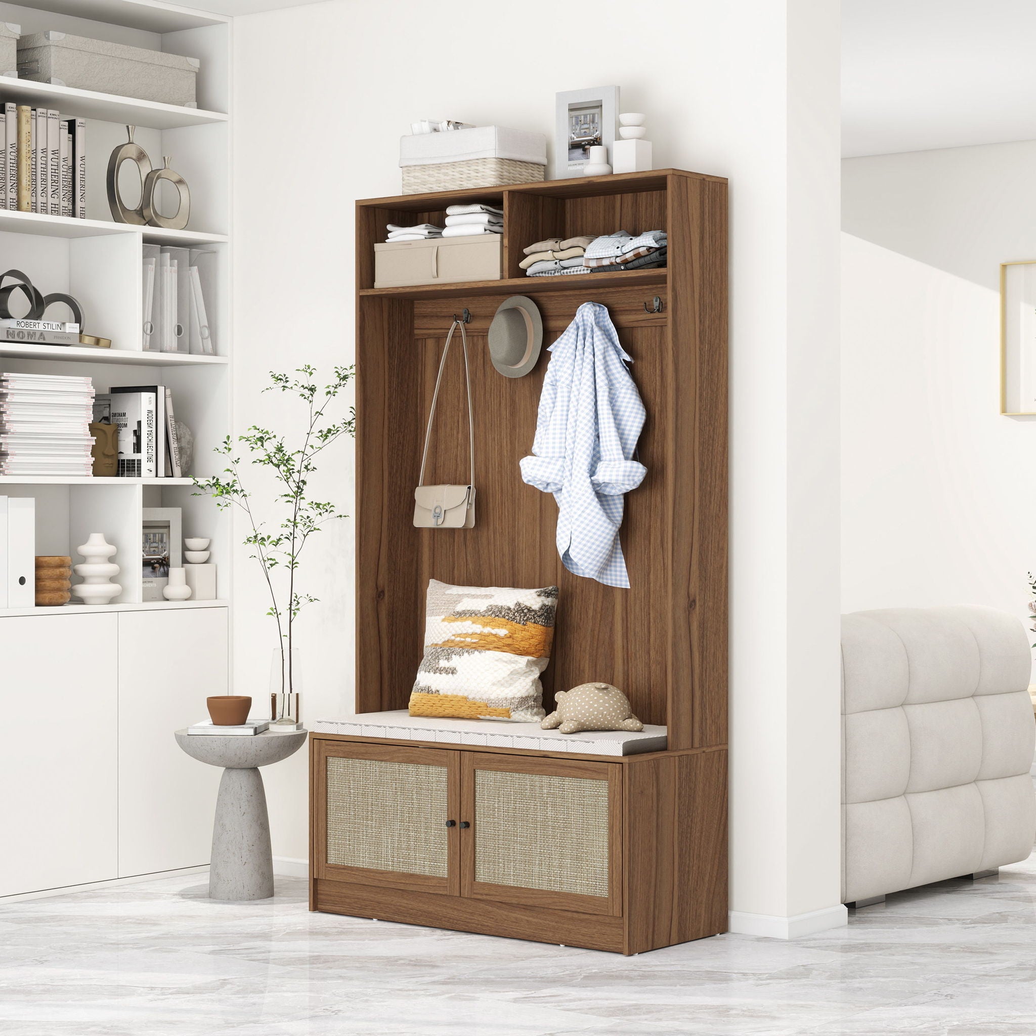 Modern Storage Closet For Bedroom, Entryway, Or Living Room - Walnut