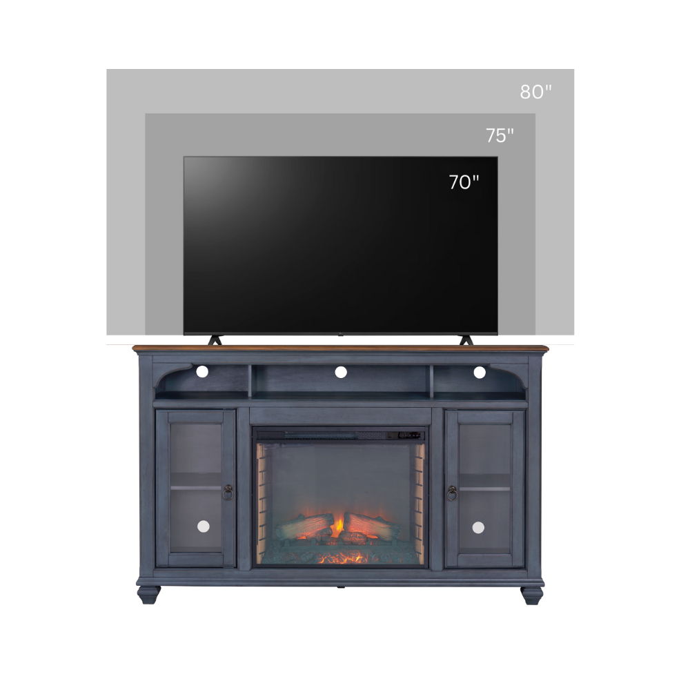 Fireplace TV Stand For TVs Up To 80" - Blue