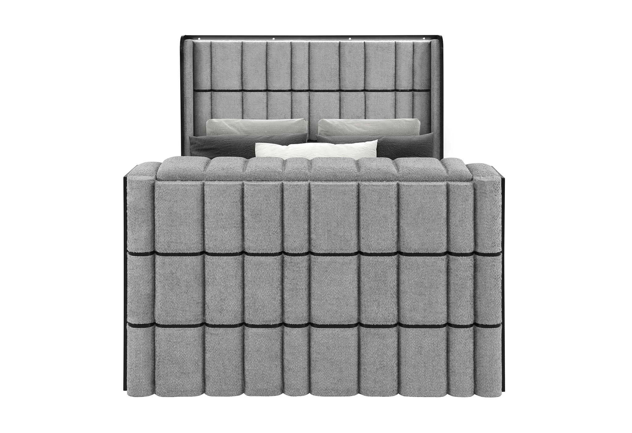 Isabella - Queen Bed Headboard With LED - Gray