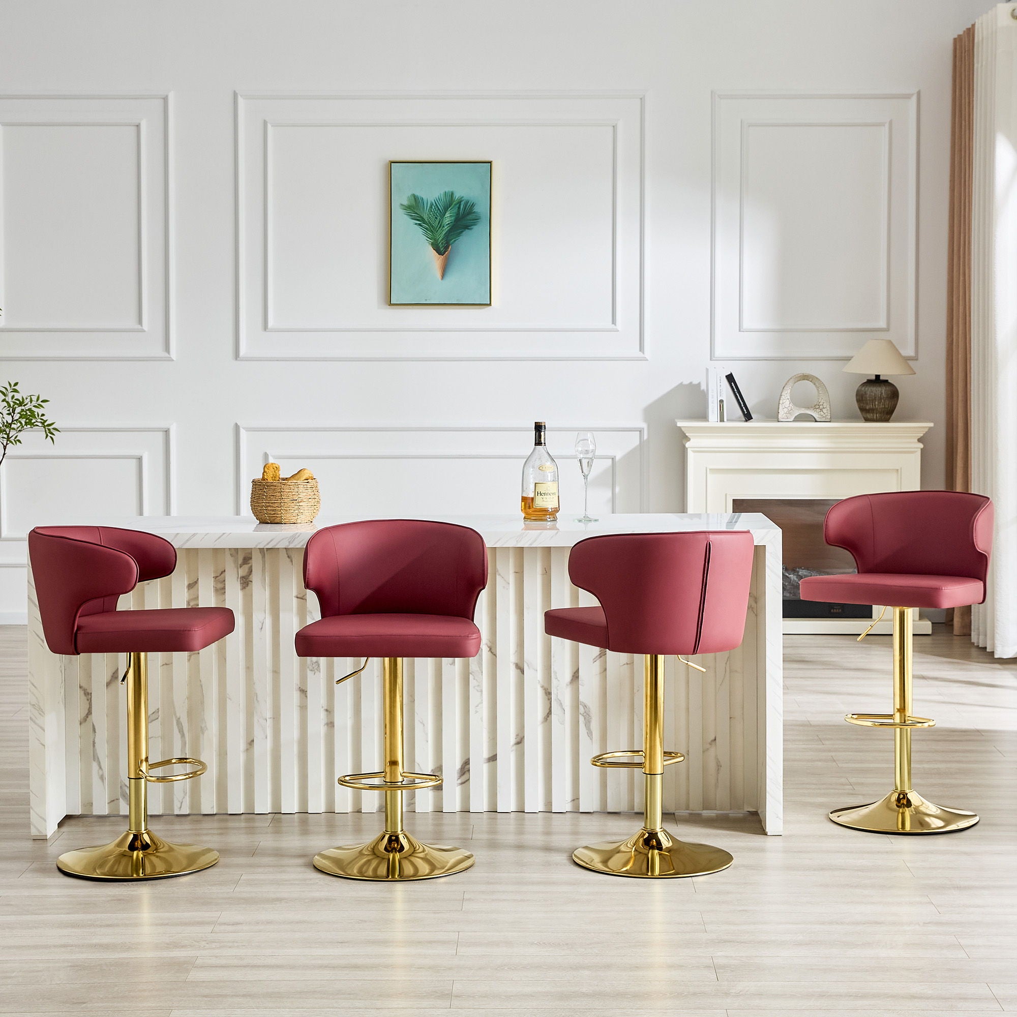 Adjustable Swivel Bar Chair With High Back Support