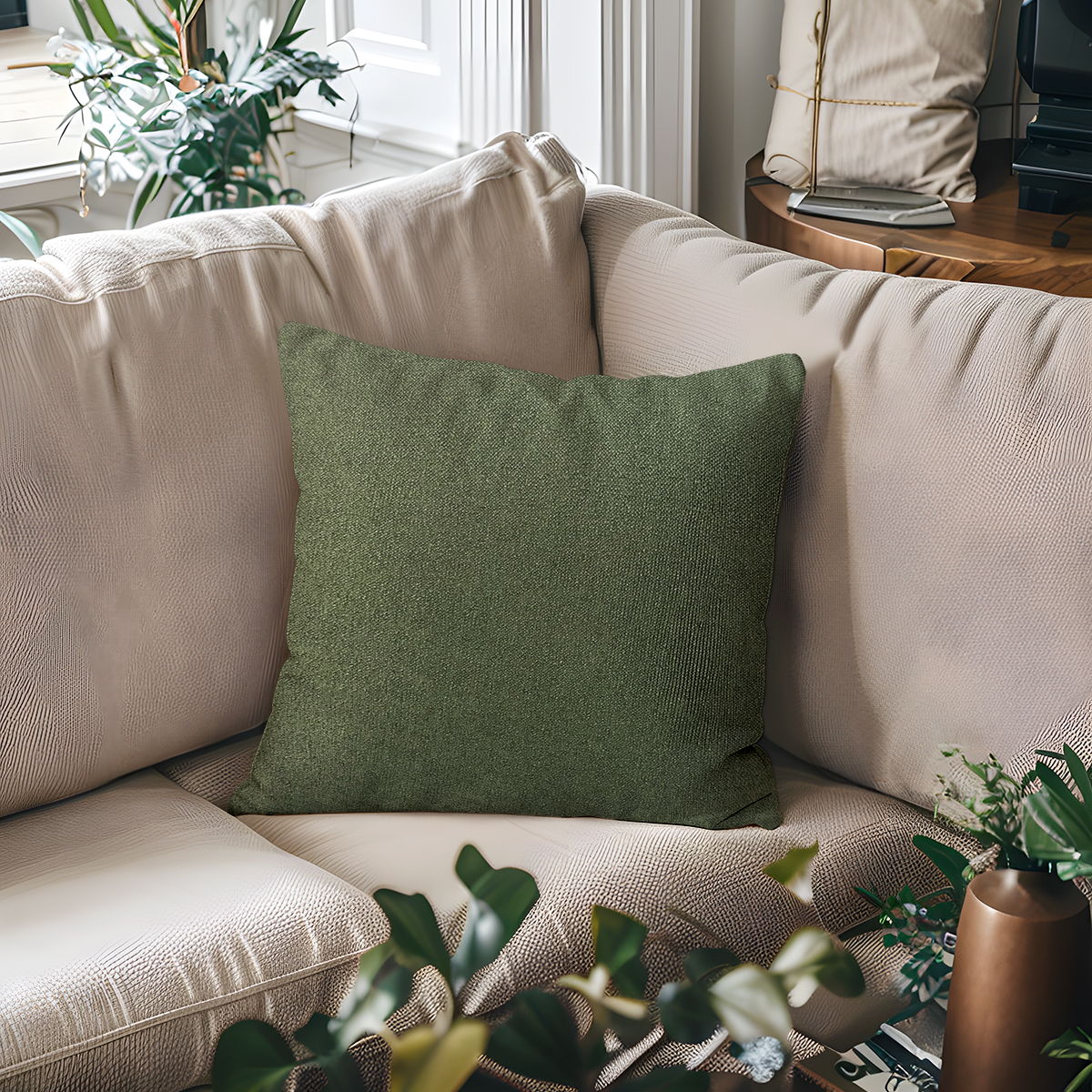 Monte - Solid Square Pillow - Green