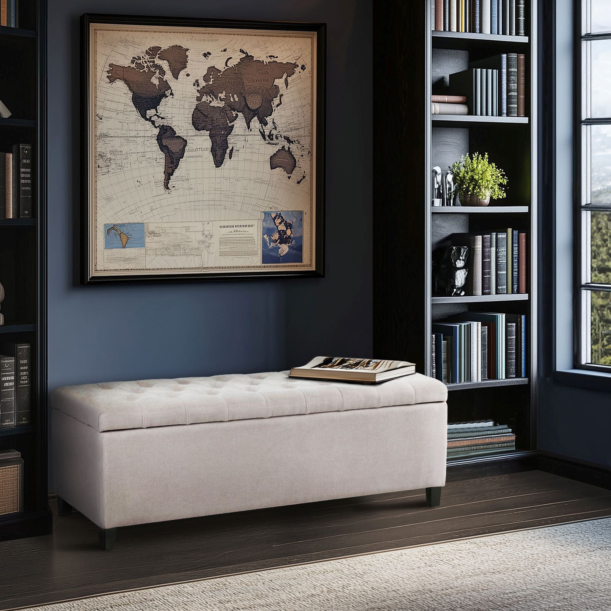 Shandra - Tufted Top Storage Bench - Natural