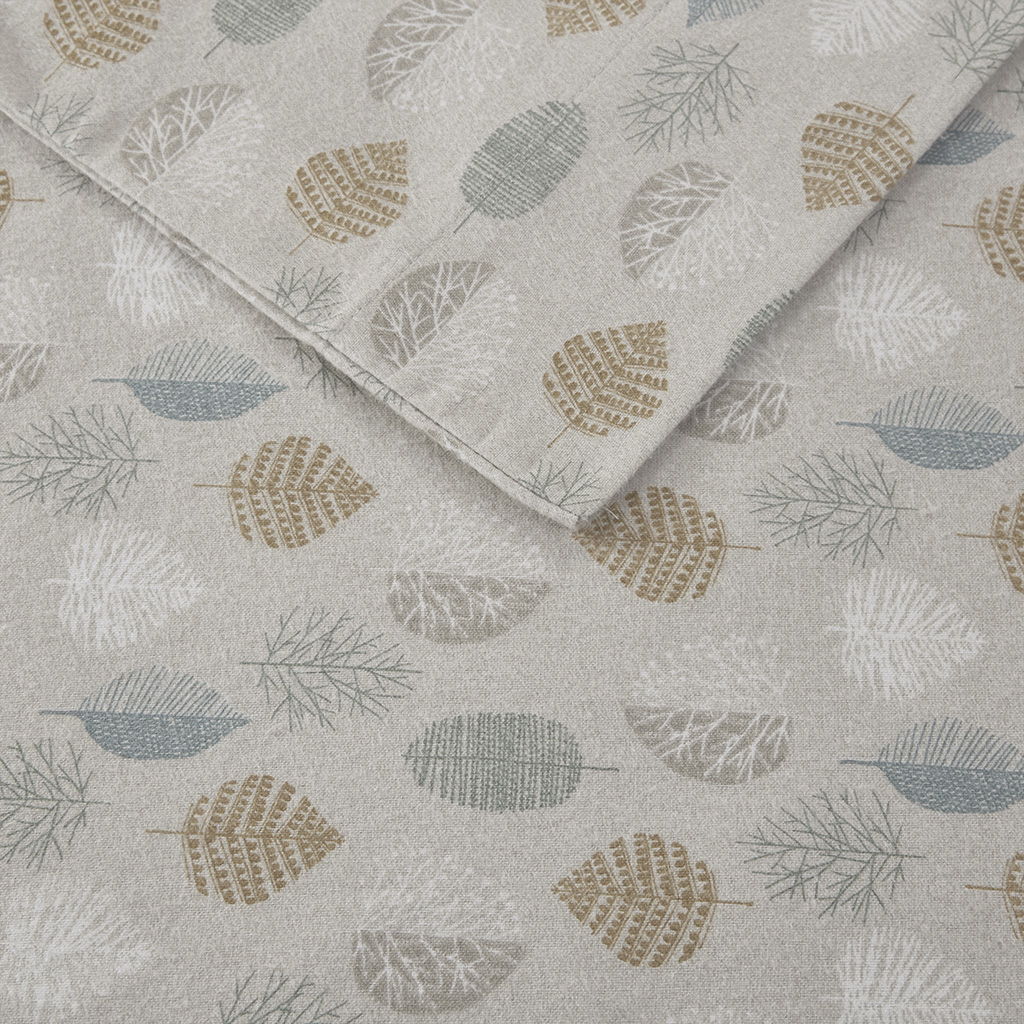 Cozy Flannel - Printed Sheet Set - Multi Leaves