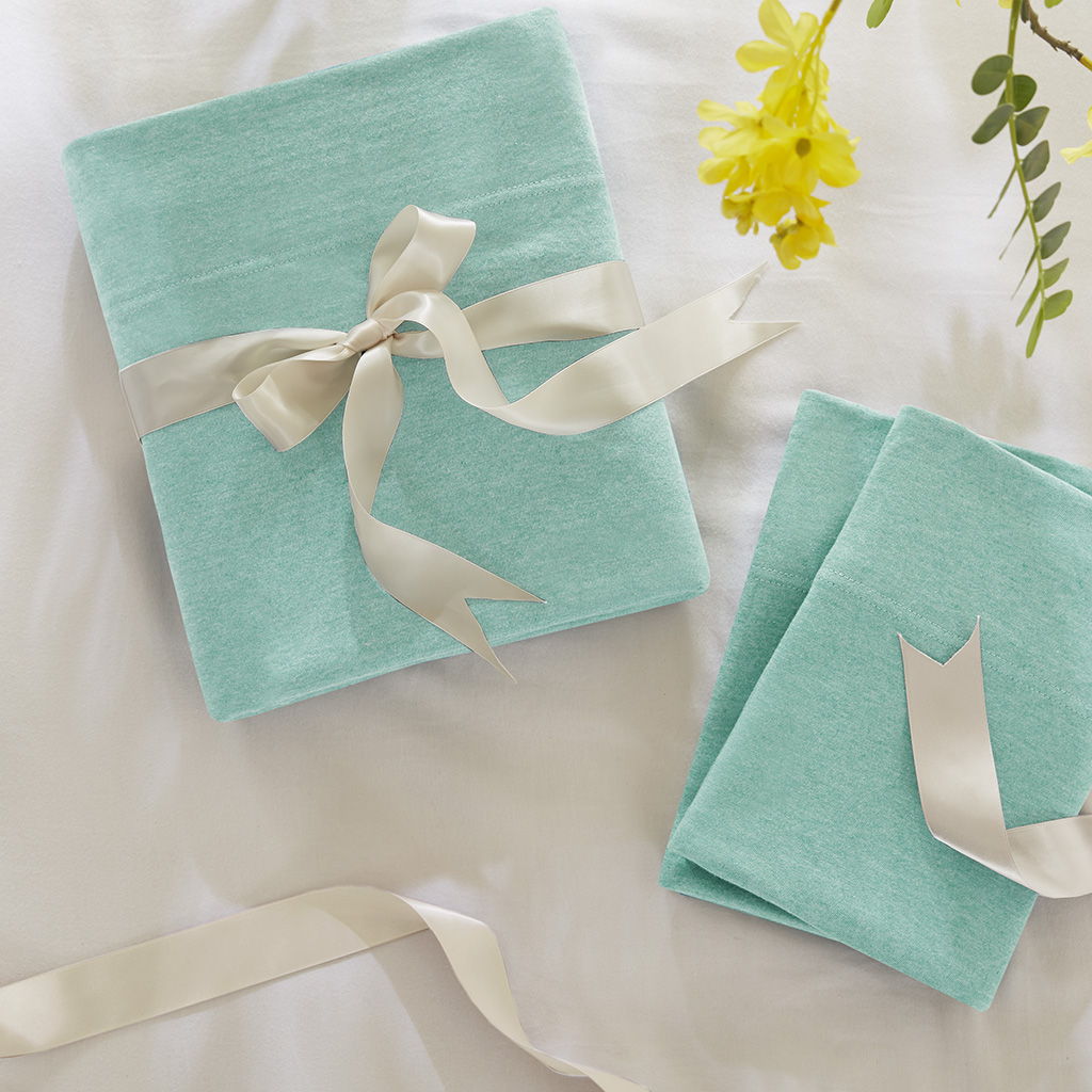 Cotton Blend Jersey Knit - Twin All Season Sheet Set - Aqua