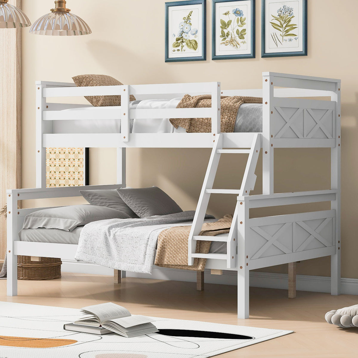 Bunk Bed With Ladder And Safety Guardrail