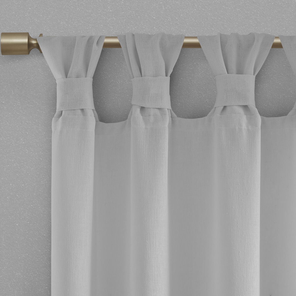 Rosette - 95" Floral Embellished Cuff Tab Top Solid Window Panel - Gray