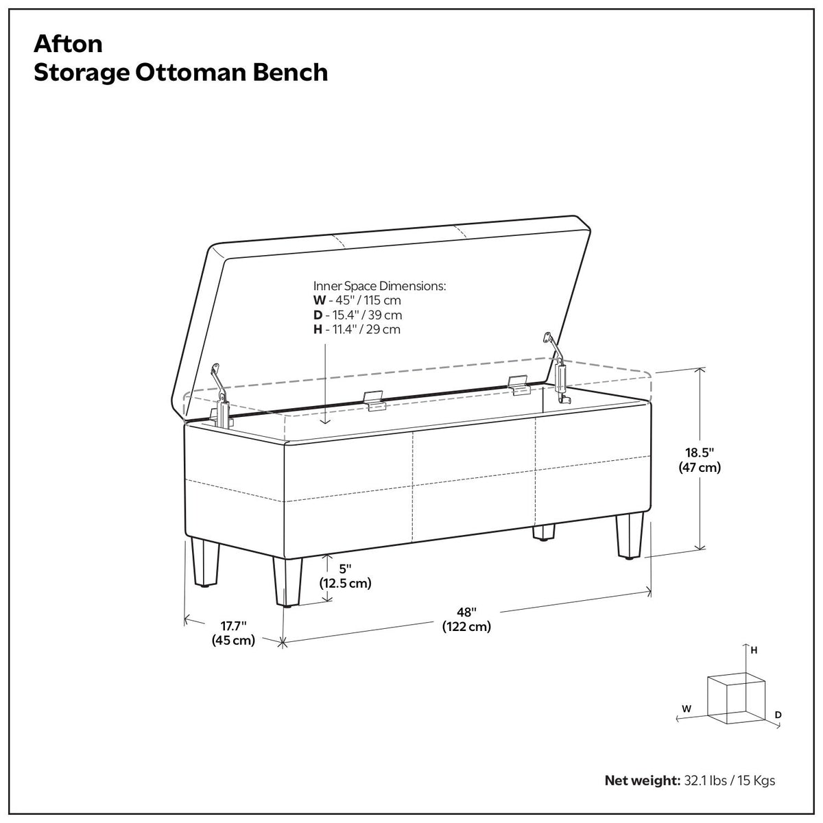 Afton - Large Storage Ottoman Bench