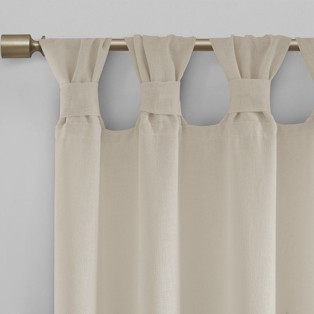 Rosette - 63" Floral Embellished Cuff Tab Top Solid Window Panel - Linen