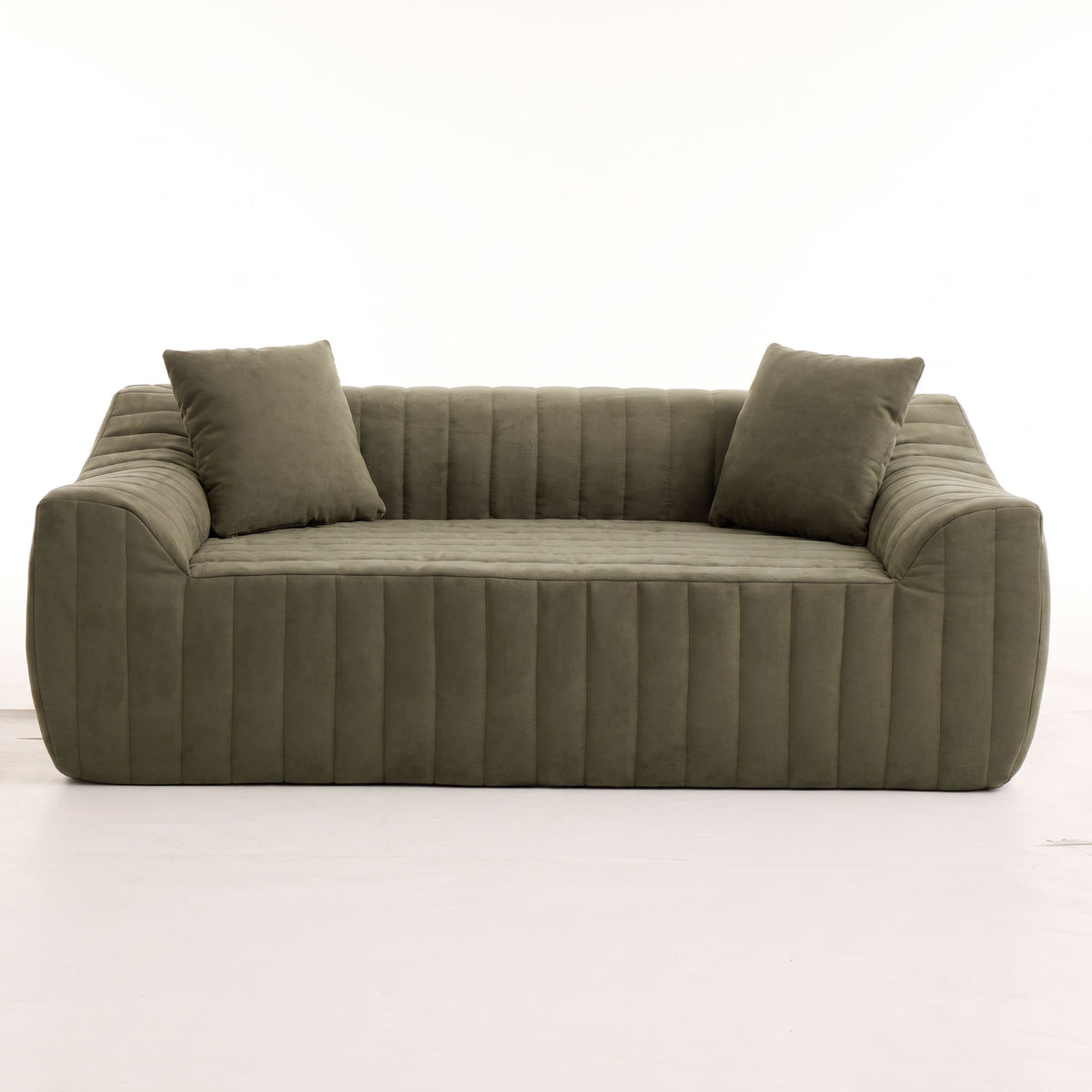 Oversized 2 Seater Loveseat With 2 Decor Throw Pillows, Deep Seat Sofa For Living Rooms
