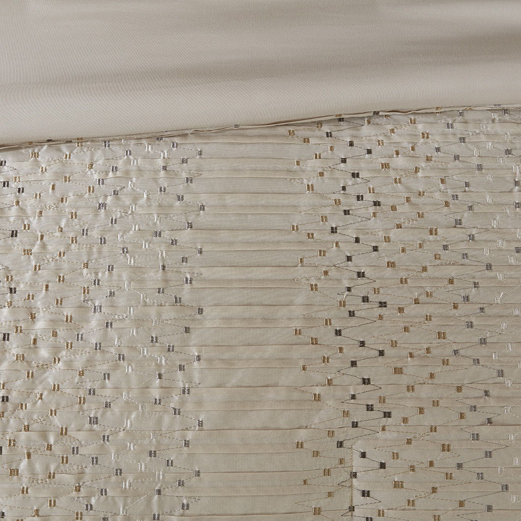 Camelia - Queen Embroidered Comforter (Set of 8) - Natural