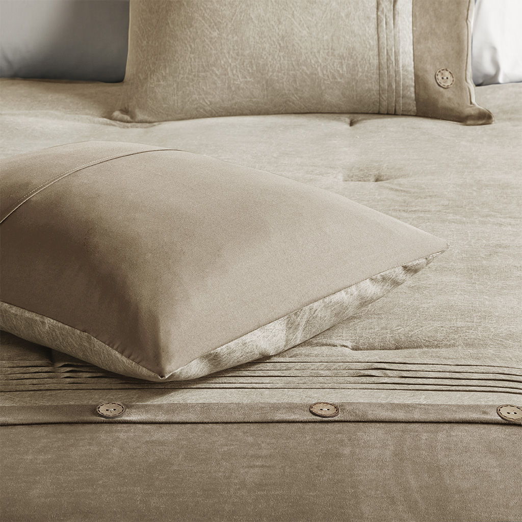 Boone - Queen 7 Piece Comforter Set - Tan