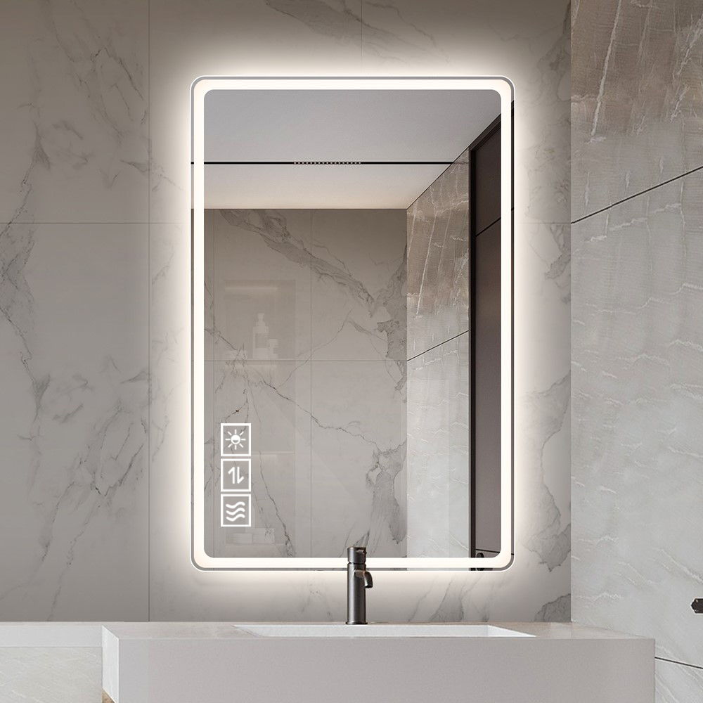 Bathroom Mirror Vanity Mirrors With Front Lights, Wall Mounted, Anti-Fog, Frameless, Horizontal Or Vertical