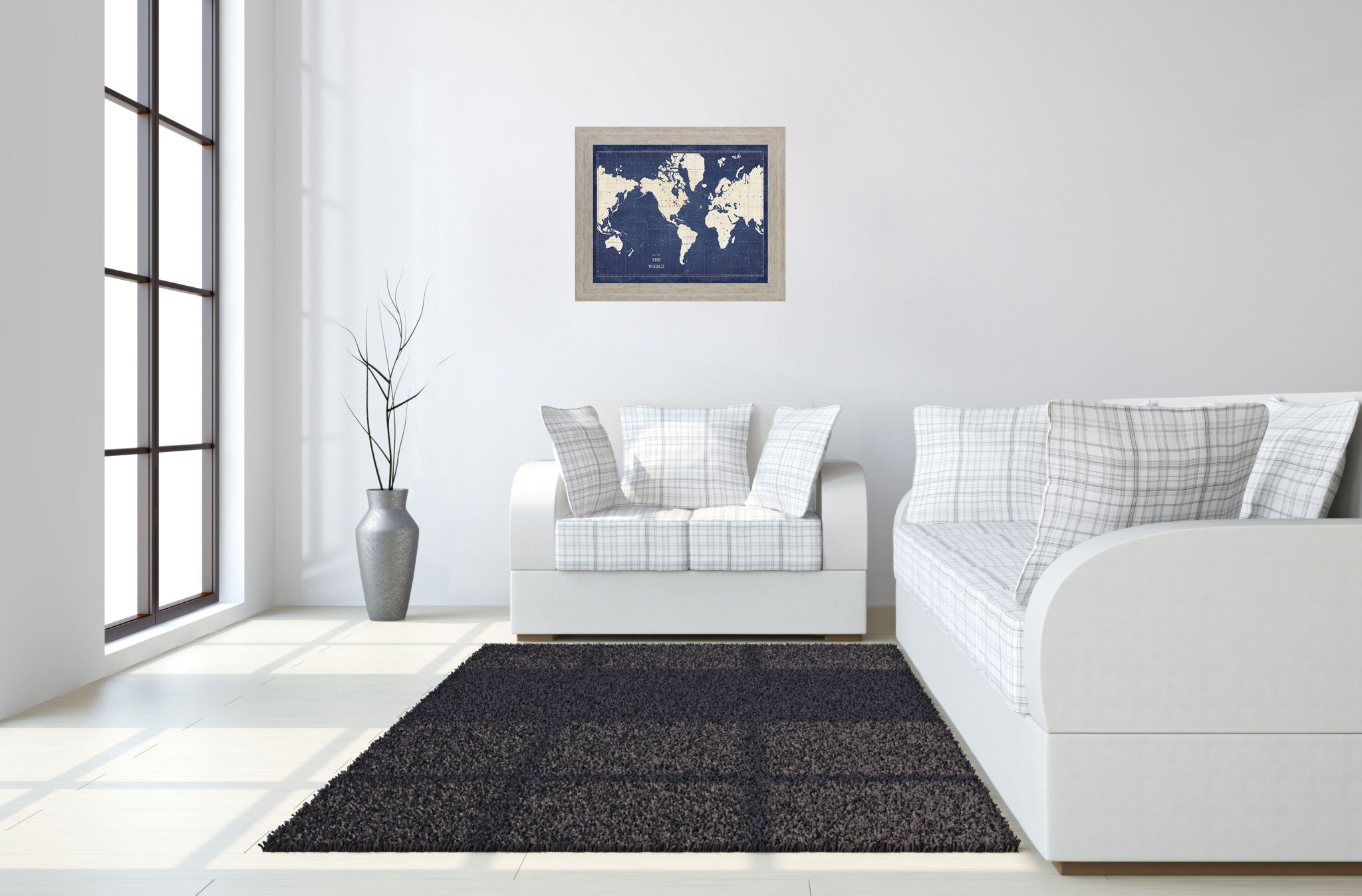 Voyager's Atlas - 28" x 34" Framed Wall Art - Blue