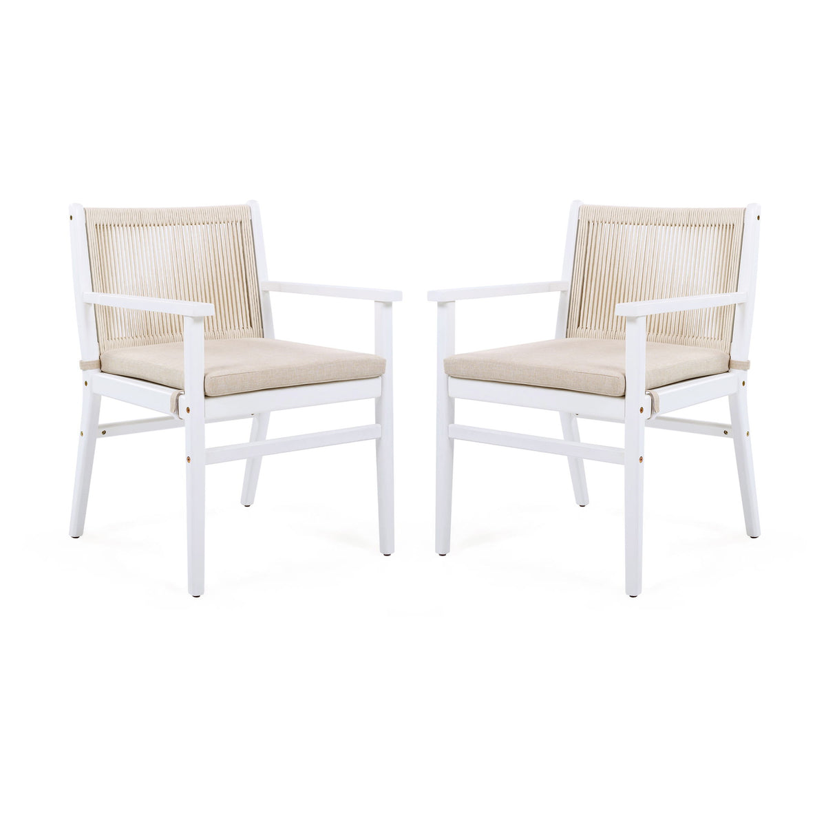 Outdoor Dining Armchair (Set of 2) - Beige / White