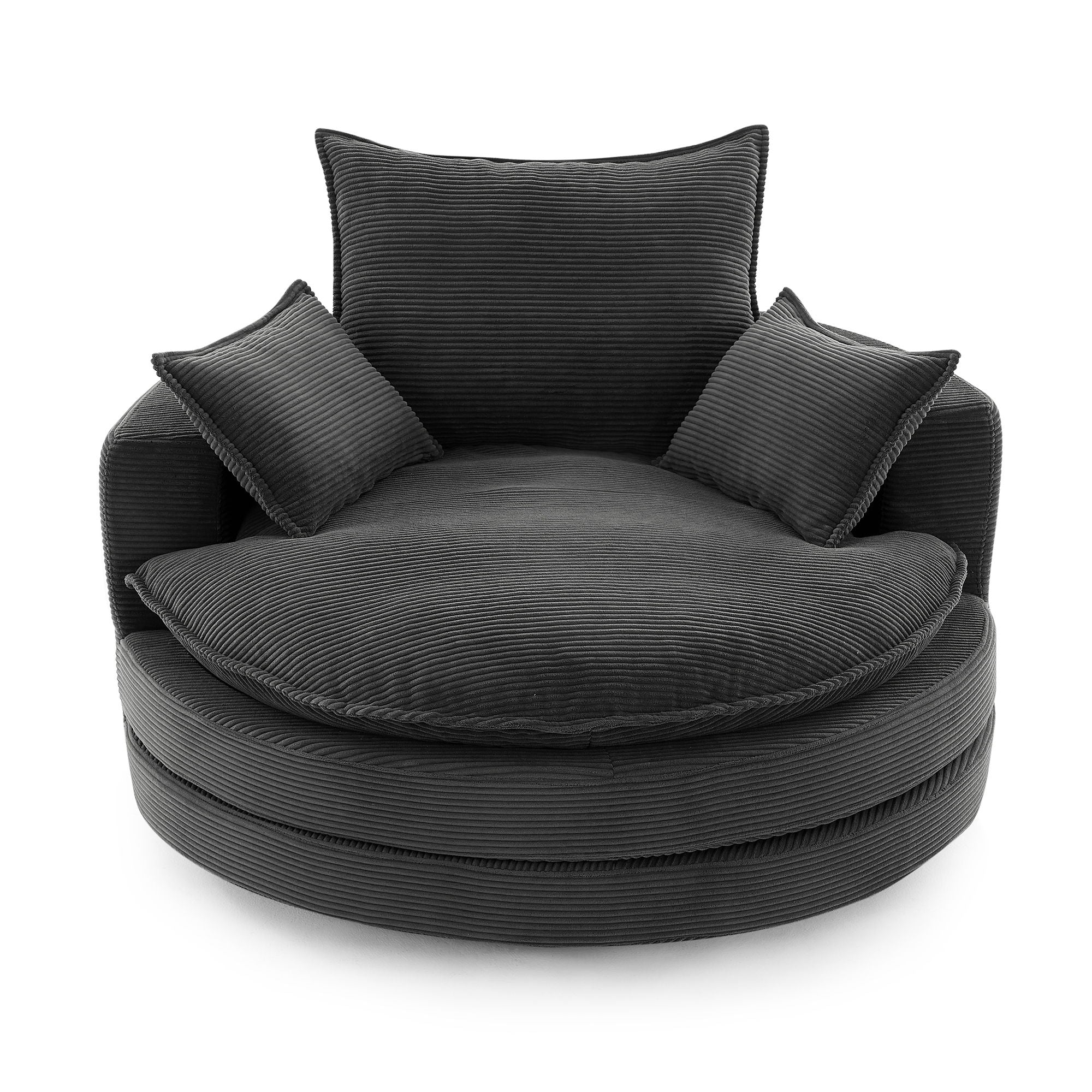 360° Swivel Accent Barrel Chair With Dual Layer Cushion And 3 Removable Pillows