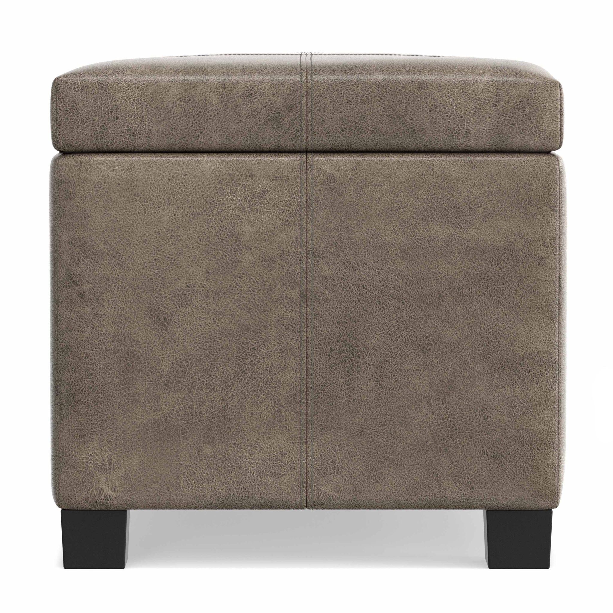 Dover - Storage Ottoman In Smoky Leather With Lift Up Storage - Brown