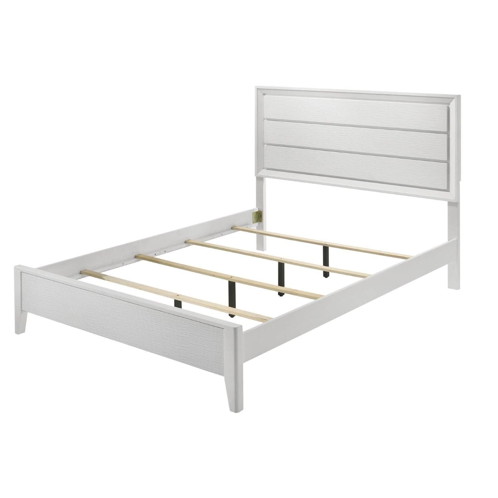 3 Piece Contemporary Bed Set With Wave Texture Panels And Angled Legs